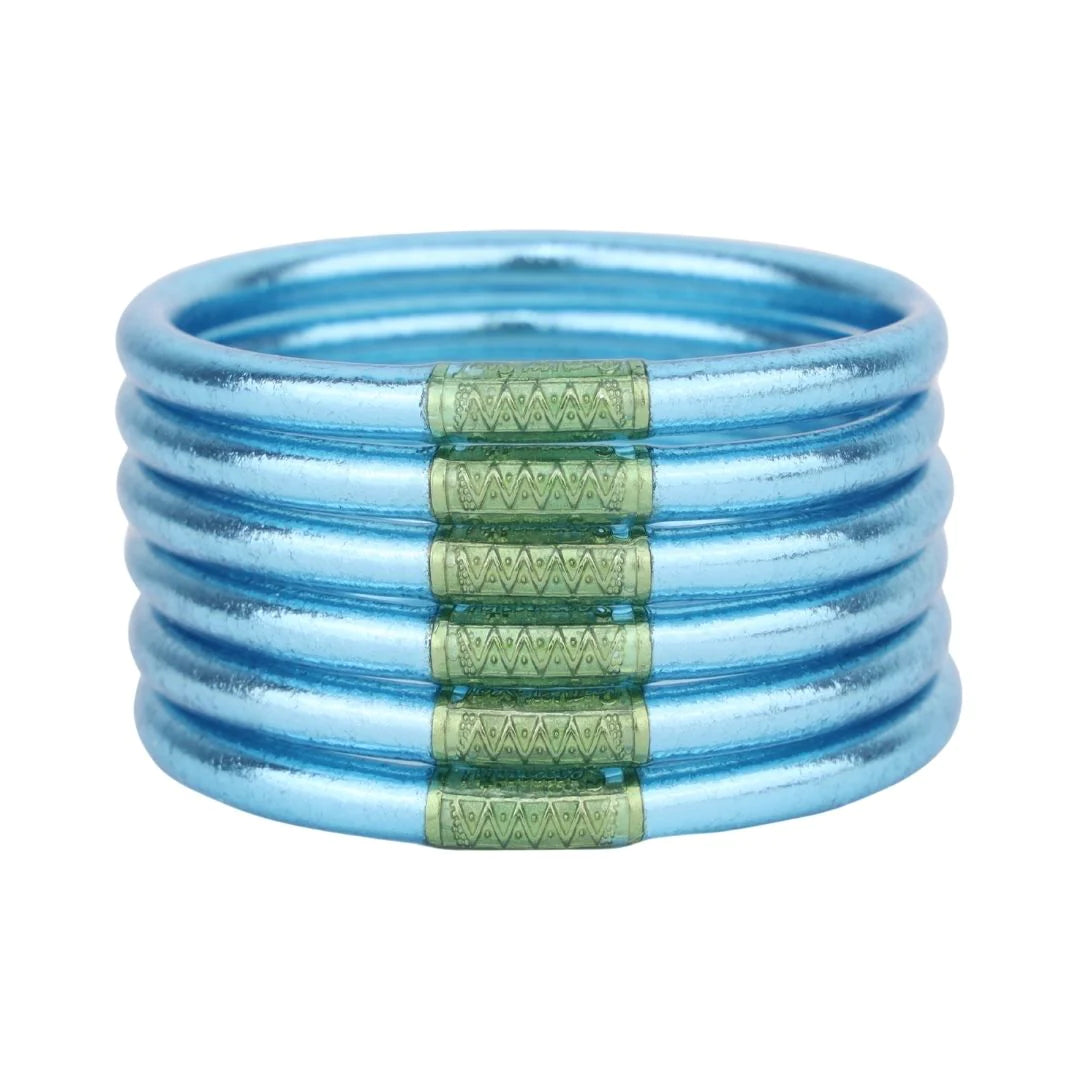 BuDhaGirl All Weather Bangles Set of 6 - Waterproof & Durable Azure Bracelets for Women - Perfect for Yoga, Travel, and Everyday Wear