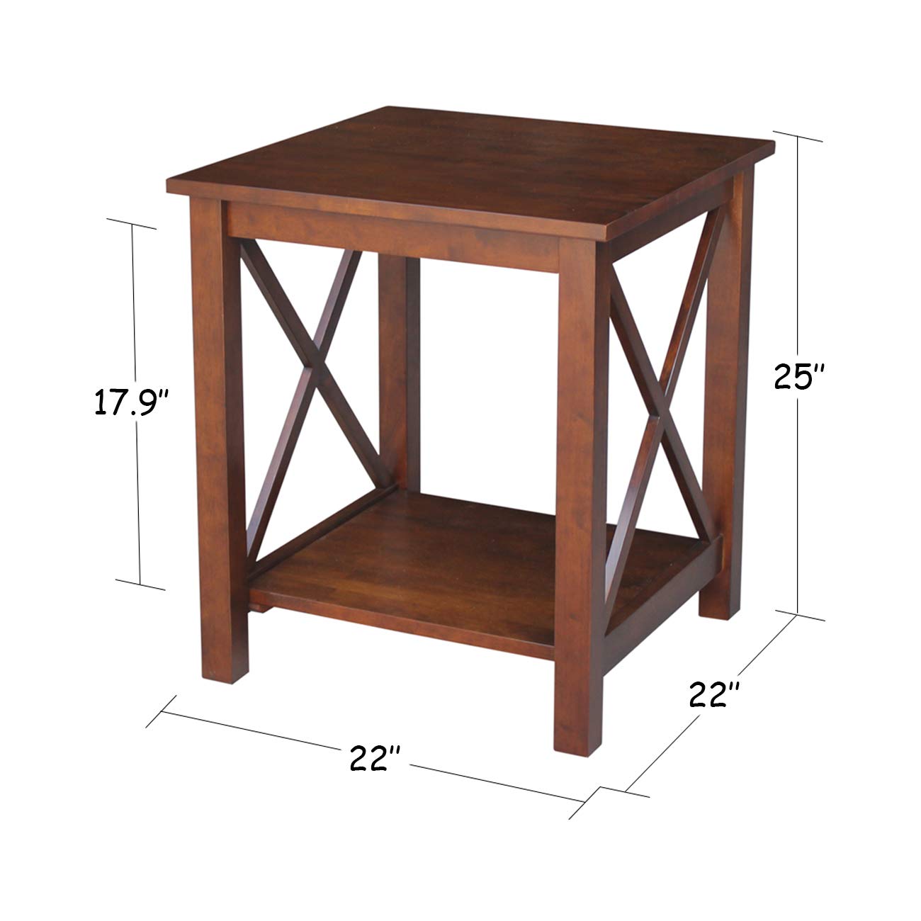 International Concepts End Table - Modern Side Table for Living Room, Bedroom & Office - Small Accent Table with Sturdy Wooden Frame & Sleek Design - Perfect for Coffee, Books & Decor
