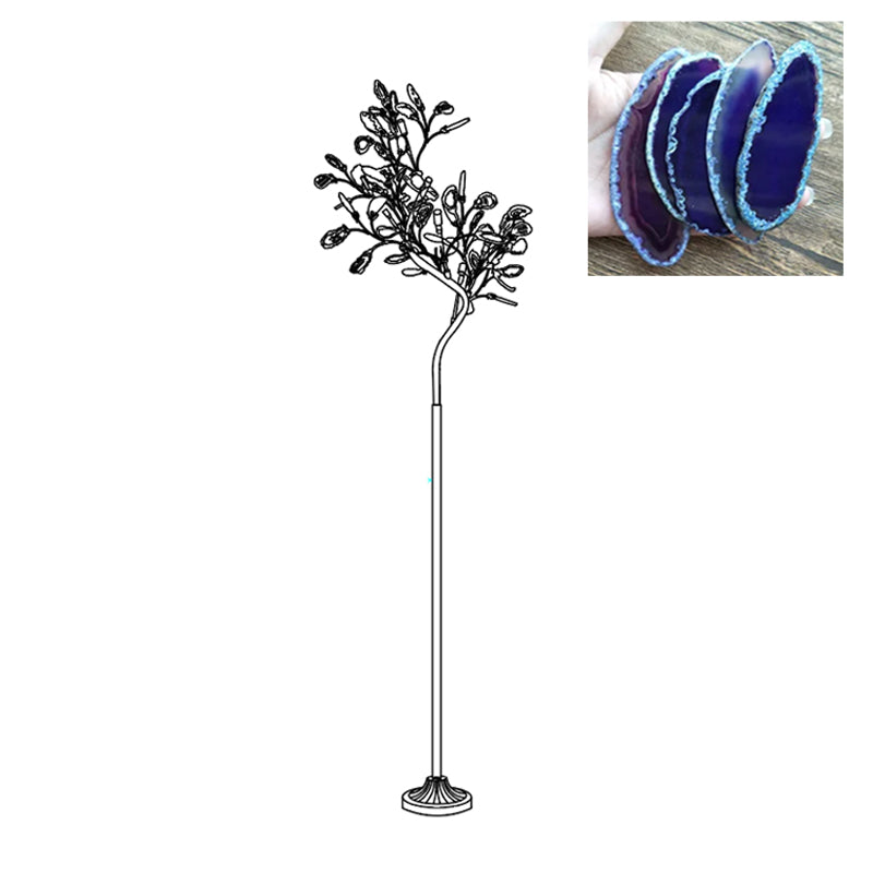 Modern Agate Floor Lamp with Wood Base - Natural Stone Decor for Living Room, Bedroom & Office - Warm Ambient Lighting for Home & Workspace