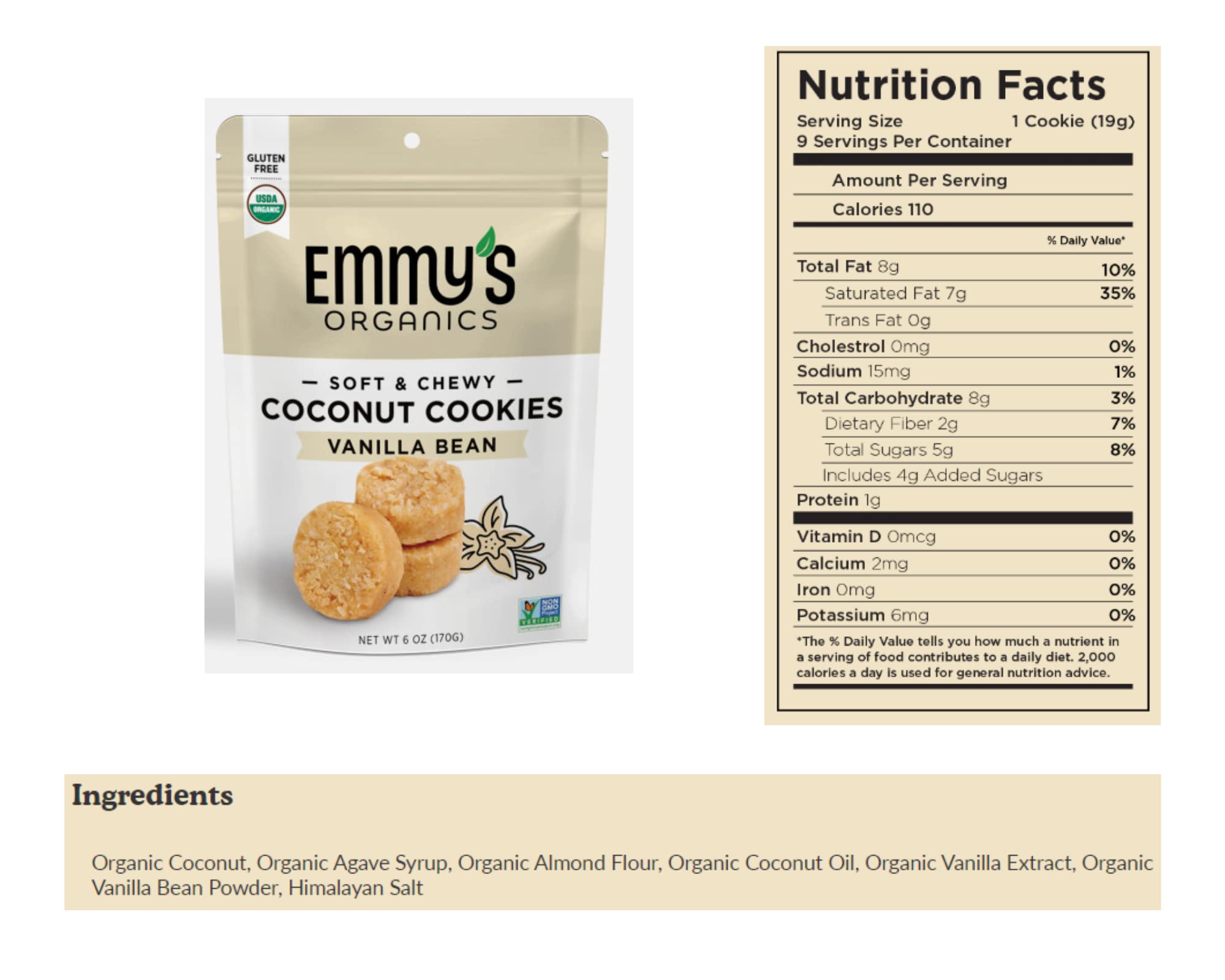 Emmy's Organics Coconut Cookies Variety Pack (3 Pack) - Gluten-Free, Vegan, Paleo, USDA Organic | Healthy Snacks for Kids, Office, Travel & Gifts