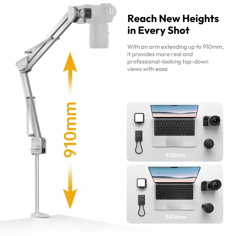 Ulanzi TH04 Overhead Camera Mount T088 - Adjustable DSLR Tripod Stand for YouTube, TikTok & Live Streaming - Perfect for Unboxing, Cooking & Craft Videos
