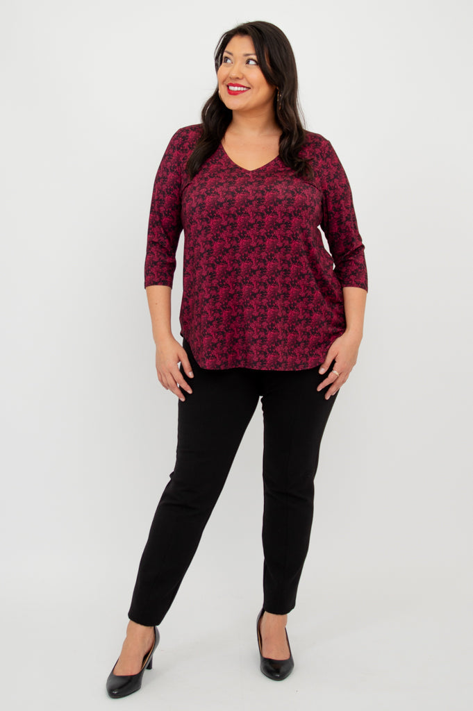 Jackie 3/4 Sleeve Bamboo Top for Women - Soft & Breathable Bazar Style Blouse - Perfect for Yoga, Work & Casual Wear