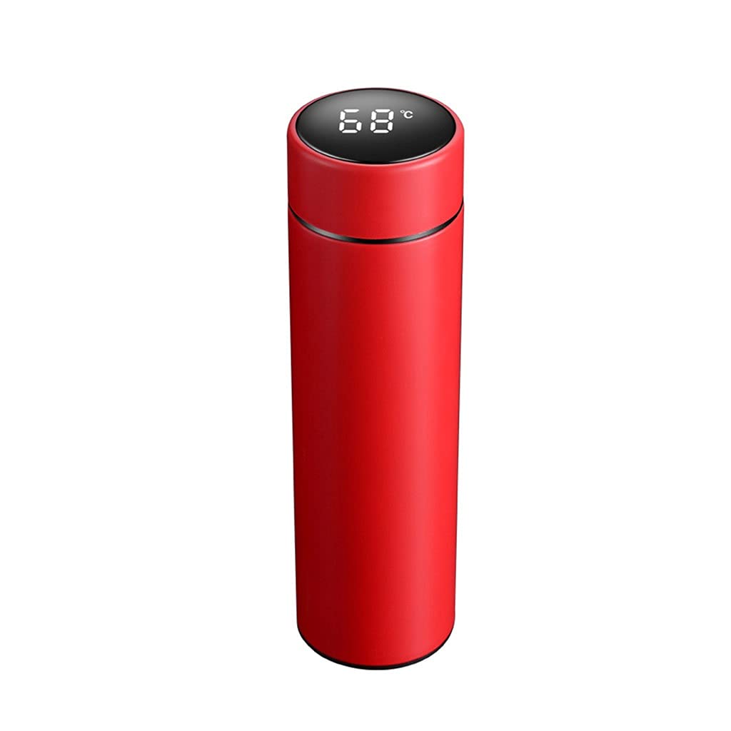 GANFANREN Smart Stainless Steel Vacuum Insulated Water Bottle with Temperature Display - 24hr Hot/Cold Thermos Flask for Coffee, Tea & Drinks - Leakproof Travel Mug for Office, Gym, Hiking (Red)