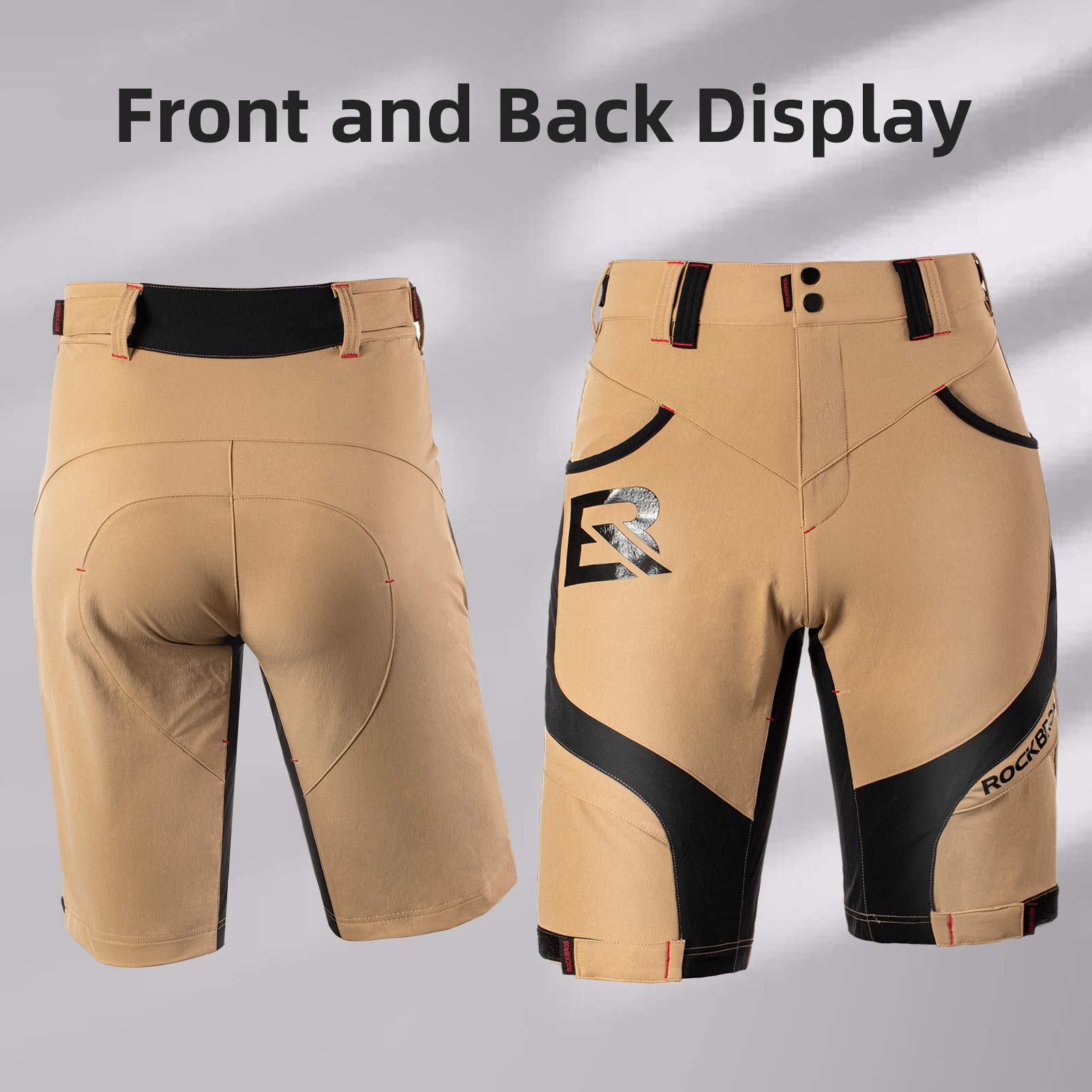 ROCKBROS Padded Mountain Bike Shorts for Men - Comfortable MTB Cycling Shorts with Padding for Long Rides & Trail Biking - Perfect for Mountain Biking, Cycling, and Outdoor Adventures
