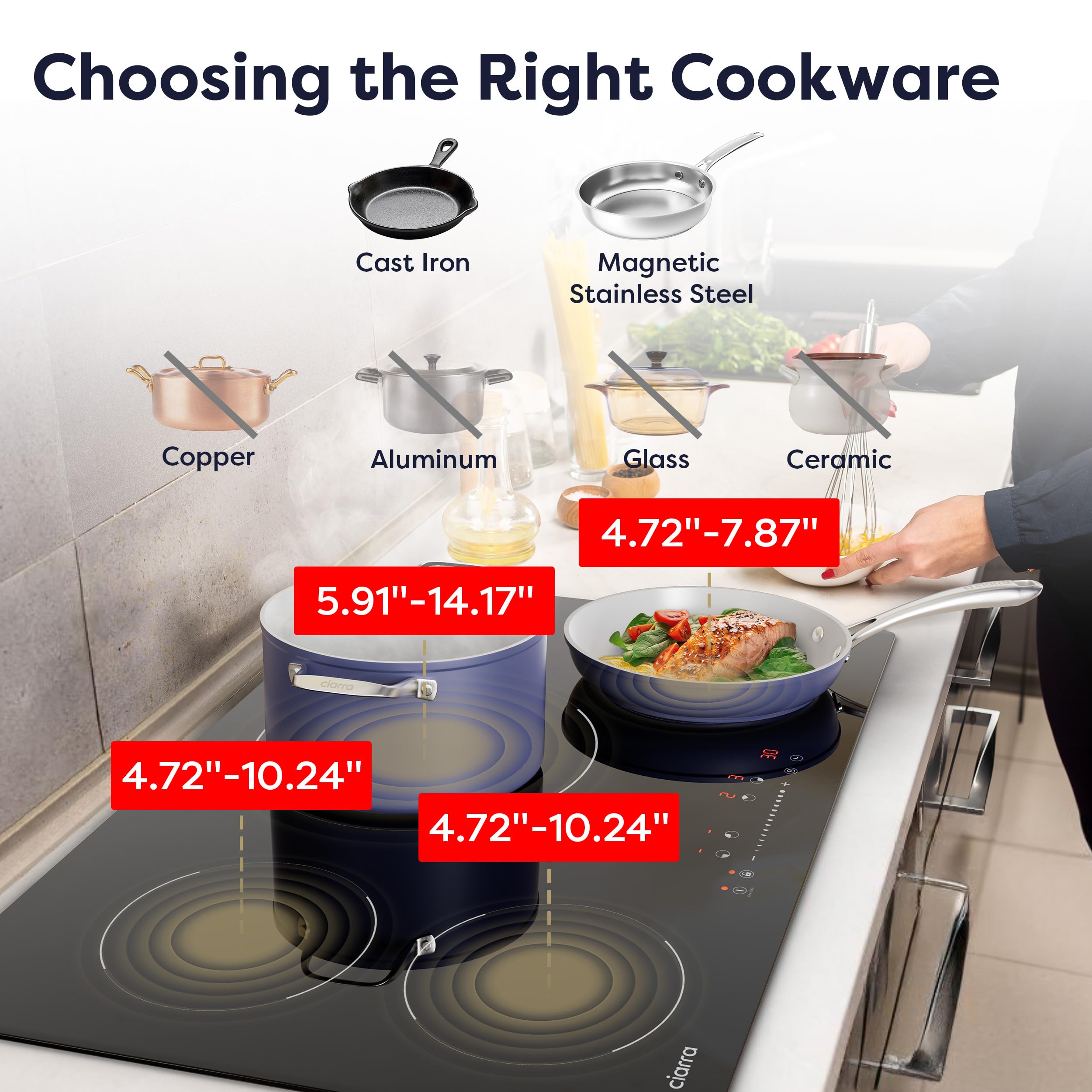 CIARRA 30 Inch 8200W Built-In Induction Cooktop with 4 Burners, Booster Function, Timer & Child Lock - Perfect for Modern Kitchens, Fast Cooking & Family Safety