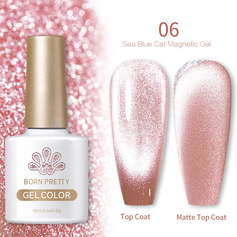 BORN PRETTY Sea Blue Cat Magnetic Gel Nail Polish - 10ml (06) - Long Lasting & High Shine for DIY Manicures at Home or Salon