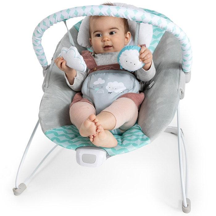 Bright Starts Ingenuity Ity Bouncity Deluxe Vibrating Baby Bouncer Seat - Soothing Infant Rocker with Adjustable Speed & Toy Bar - Perfect for Playtime, Naptime & Parent's Hands-Free Moments (Goji Berry Pattern)