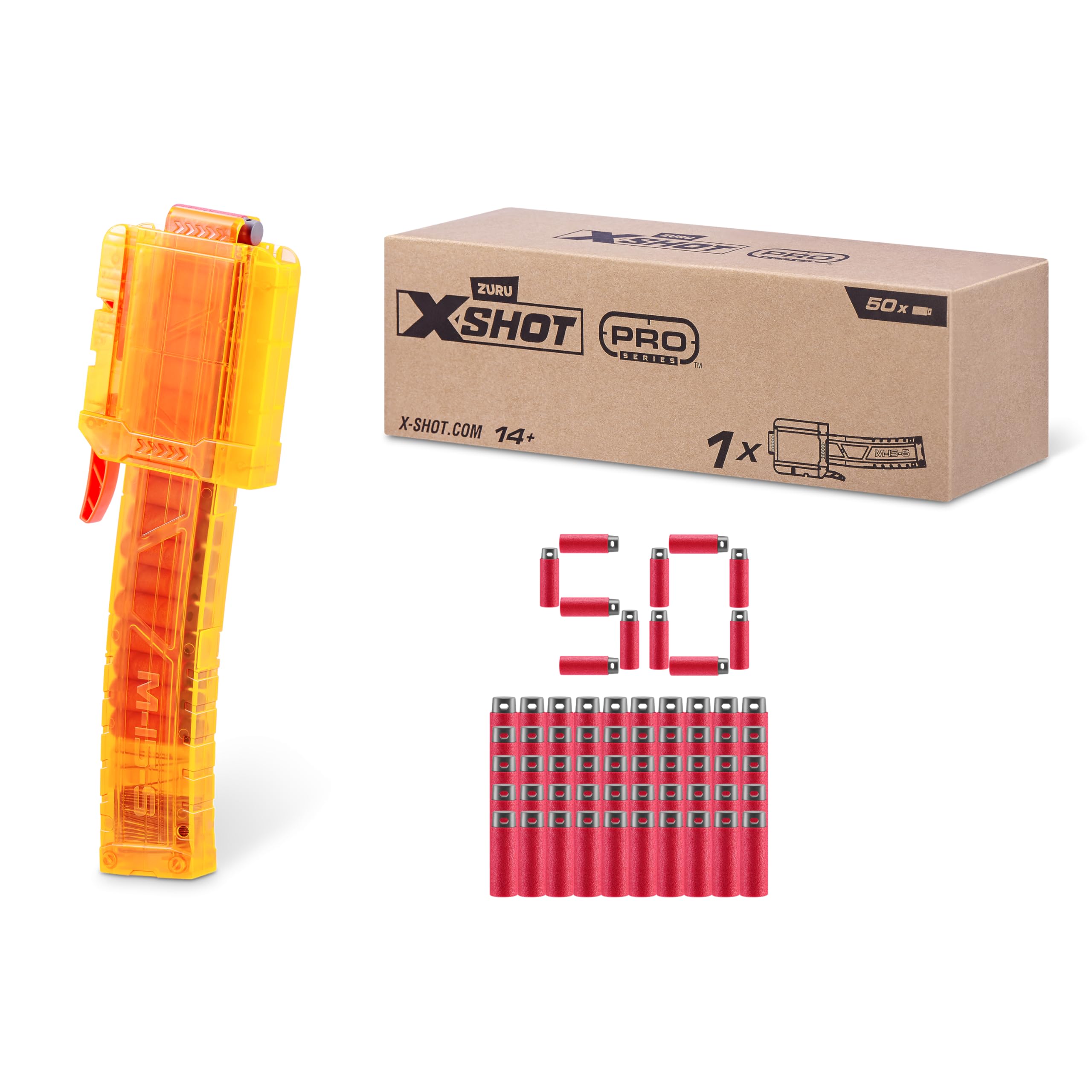 XShot Skins Pro Dart Clip with 50x Pro Darts - Foam Dart Blaster Accessory Compatible with Nerf, Dart Zone & Major Brands | Perfect for Outdoor Games, Backyard Battles & Team Competitions