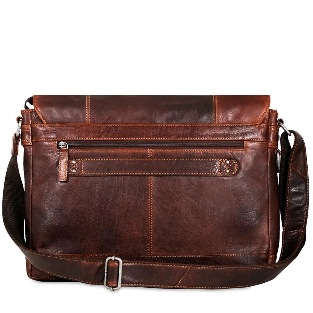 Jack Georges Voyager Full Size Messenger Bag for Men - Durable Leather Crossbody Bag for Work, Travel & Everyday Use - Stylish Laptop Briefcase with Adjustable Strap