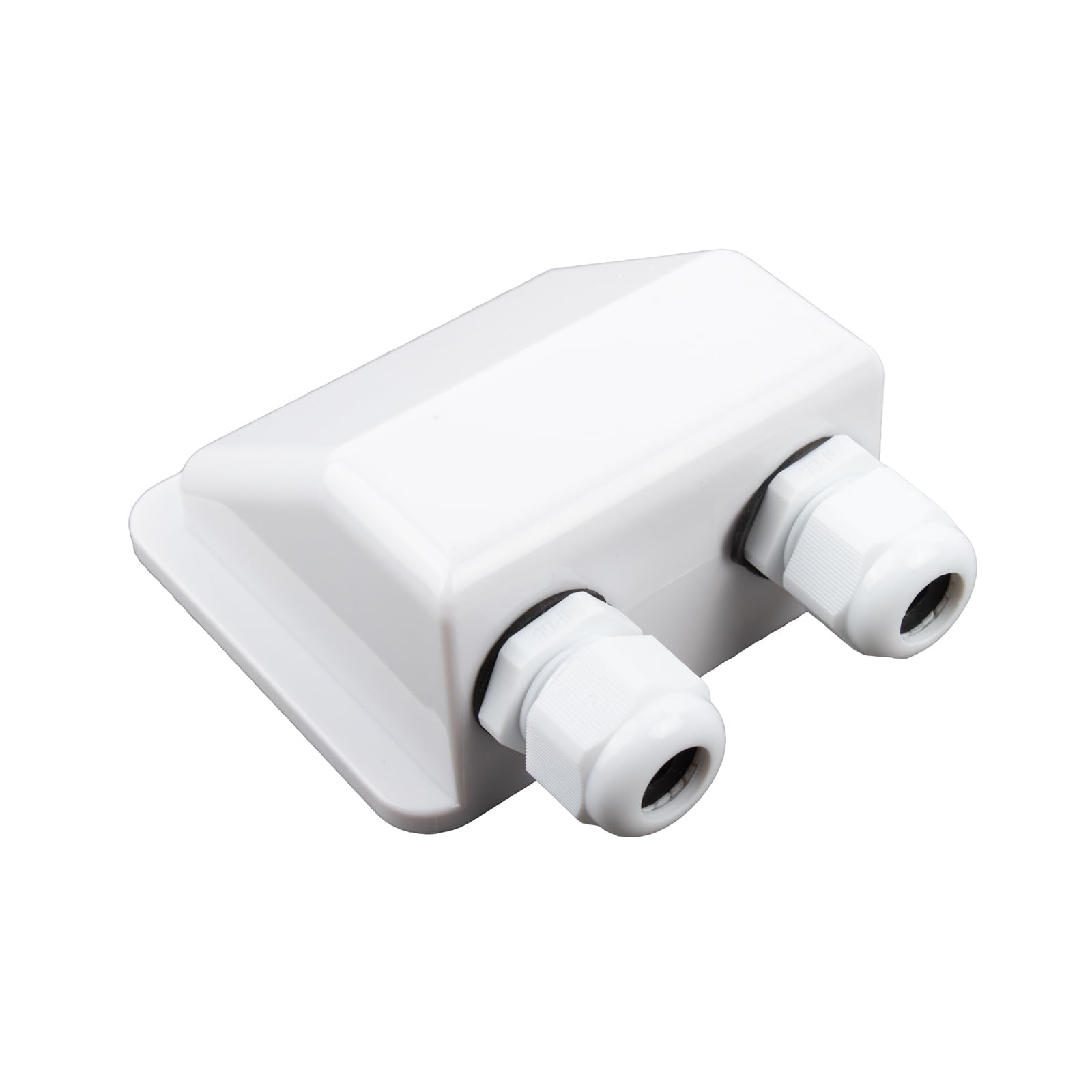 Waterproof White Solar Cable Entry Gland Housing Mount - Dual Port for 2-6mm² Solar Panel Cables - Ideal for Outdoor Solar Systems, RV & Marine Applications