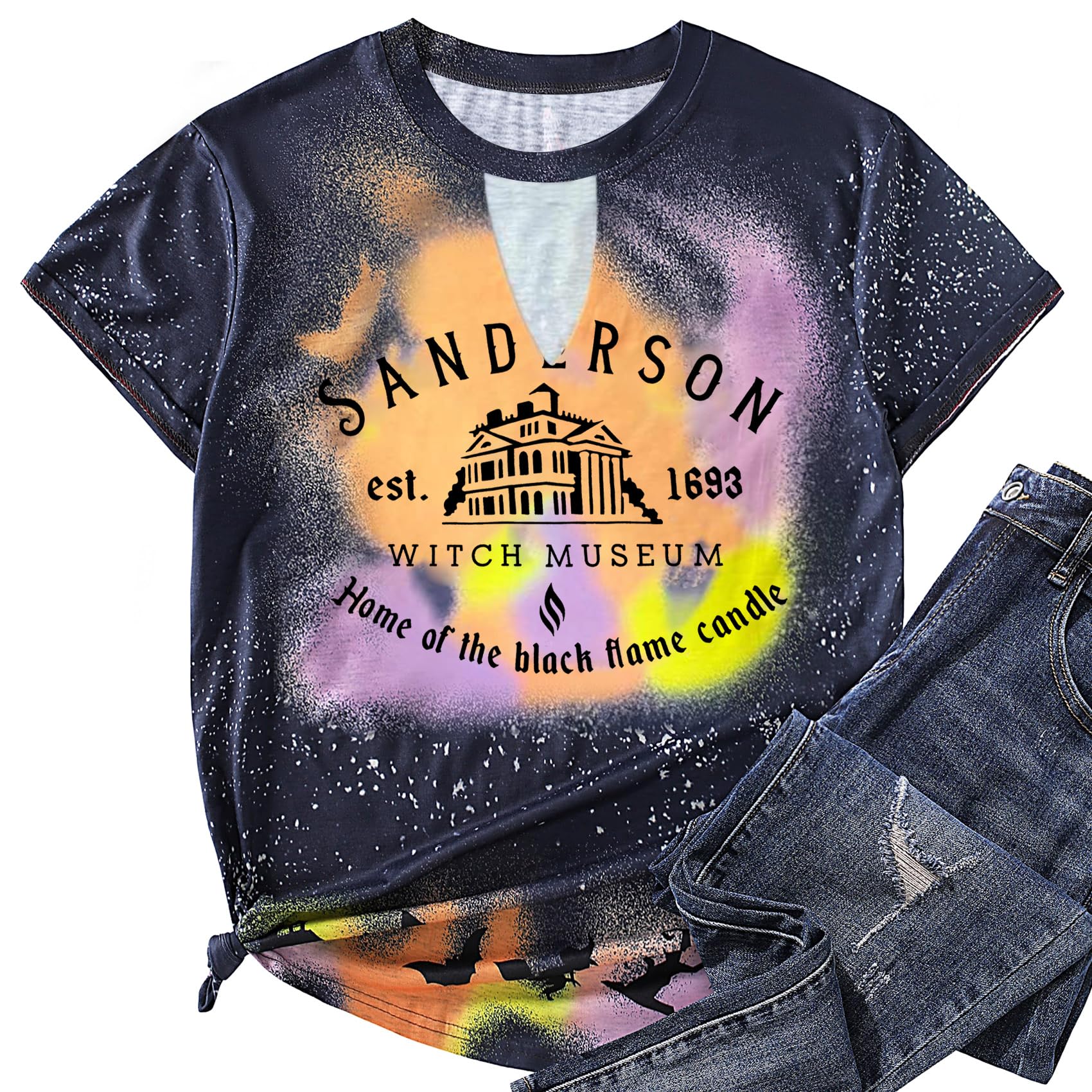 MAIHUN Halloween T-Shirt for Women - Hocus Pocus Inspired Sanderson Sisters Horror Movie Tee | Cute & Scary Graphic Top for Halloween Parties, Costume Events & Horror Squad Outfits