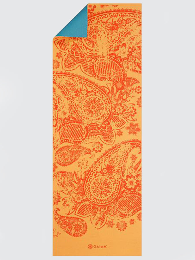 Gaiam Reversible Elephant Print Yoga Mat 6mm Thick Non-Slip Exercise Mat for Home & Studio Workouts - Perfect for Yoga, Pilates, and Meditation
