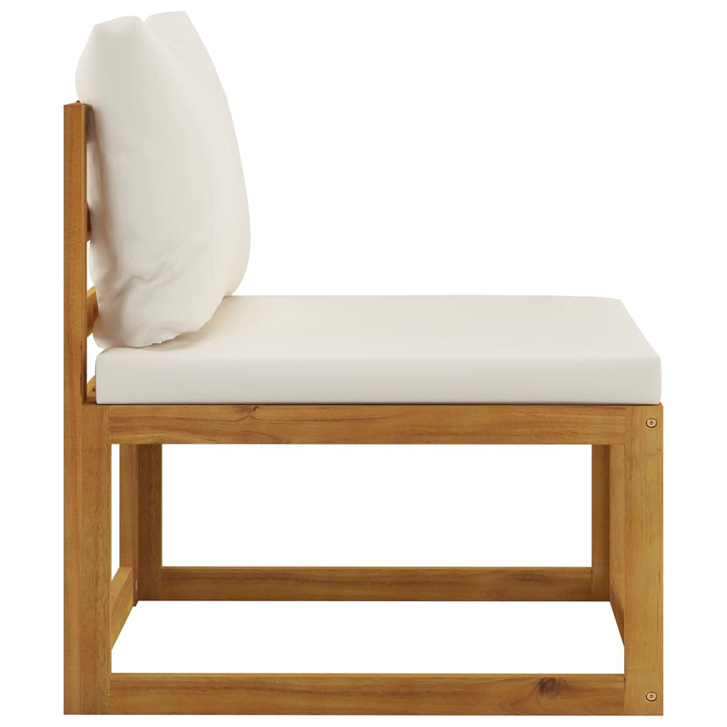 11-Piece Acacia Wood Patio Furniture Set with Comfortable Cushions - Cream Outdoor Garden Lounge & Conversation Chat Set for Backyard, Deck or Poolside Relaxation
