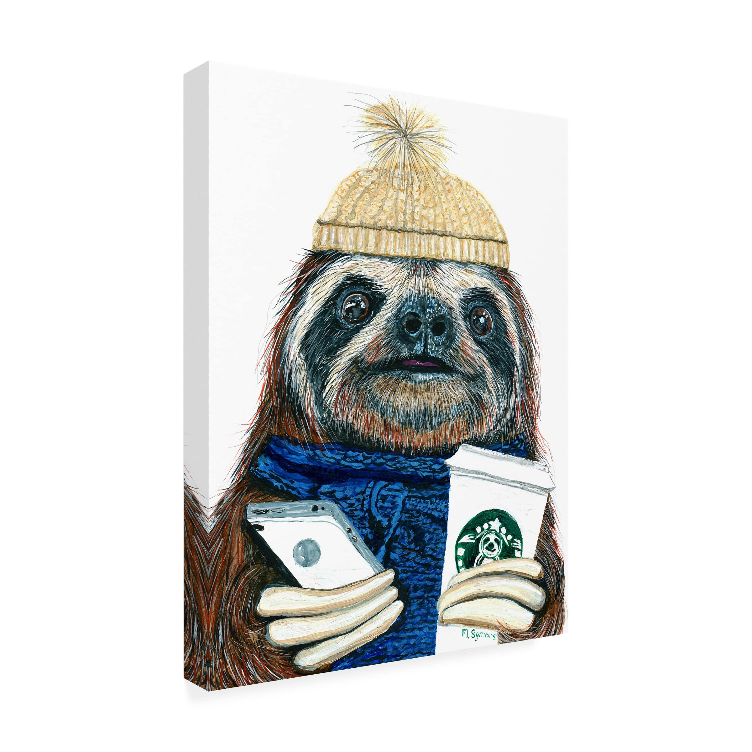 Trademark Fine Art 'Urban Sloth' Canvas Wall Art by Melissa Symons - Perfect for Living Room, Bedroom & Office Decor