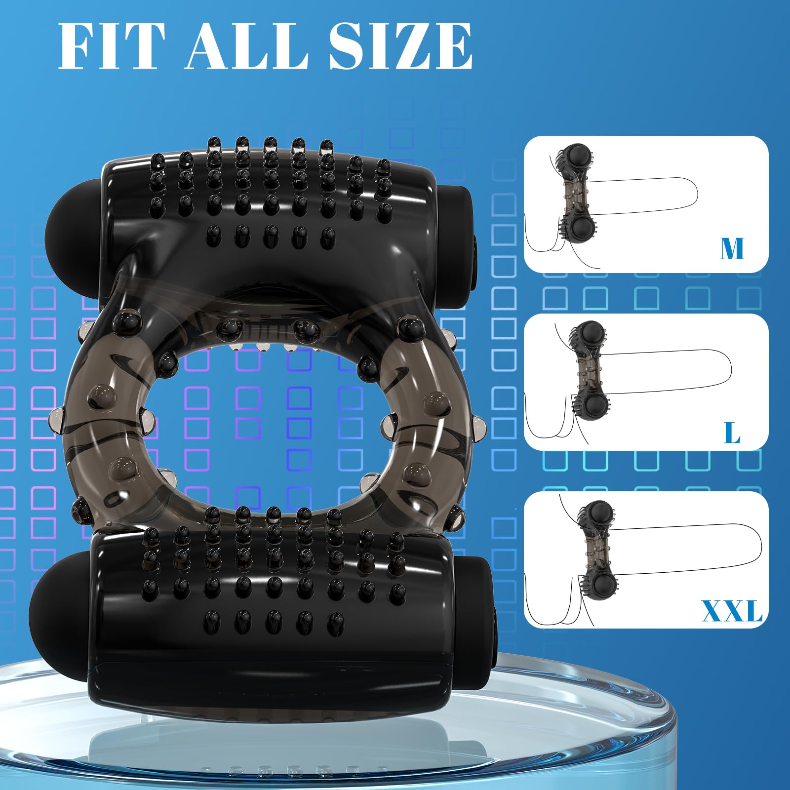 Dual Bullet Vibrating Cock Ring for Men – Powerful 10-Speed Penis Sleeve with Clitoral Stimulator | Couples Sex Toy for Enhanced Erection & Delayed Ejaculation | Perfect for Romantic Nights & Spicing Up Your Intimate Life