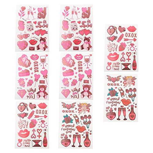 EXCLUZO Valentine's Day Heart Tattoos - Romantic Rose Temporary Tattoos for Valentine's Party Favors (8 Sheets) - Perfect for Couples, Weddings & Romantic Date Nights