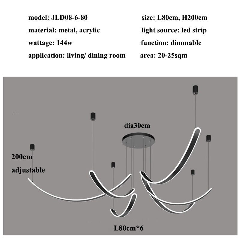 Modern Acrylic Belt Chandelier - Elegant & Stylish Ceiling Light Fixture for Dining Room, Living Room, or Bedroom