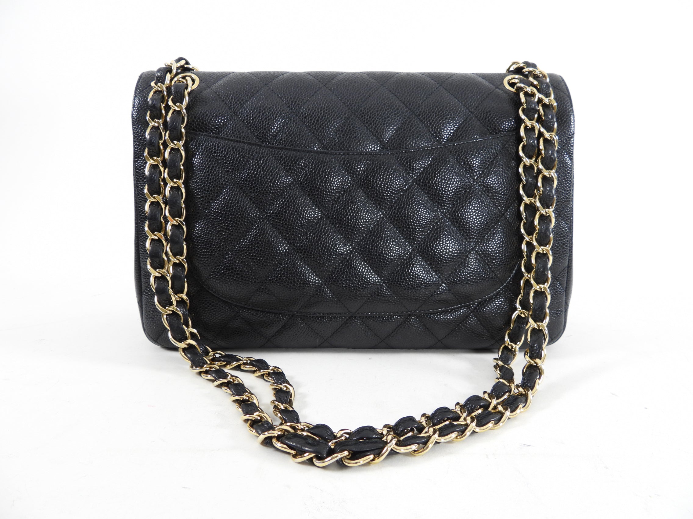 Chanel Black Caviar Jumbo Double Classic Flap Bag - Luxury Designer Handbag for Women | Perfect for Evening Events, Parties & Special Occasions