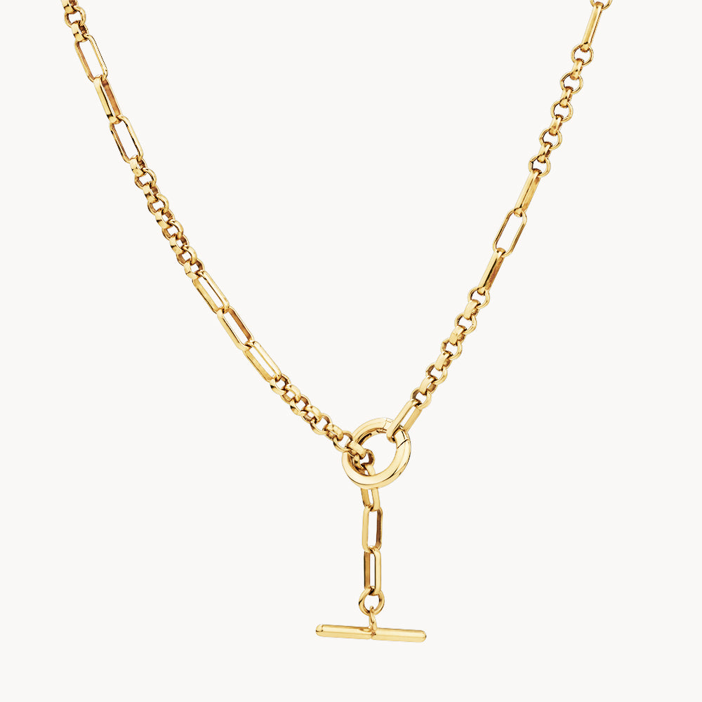 Gold Fob Fundamental Chain Necklace - Classic Minimalist Jewelry for Women, Perfect for Everyday Wear & Special Occasions