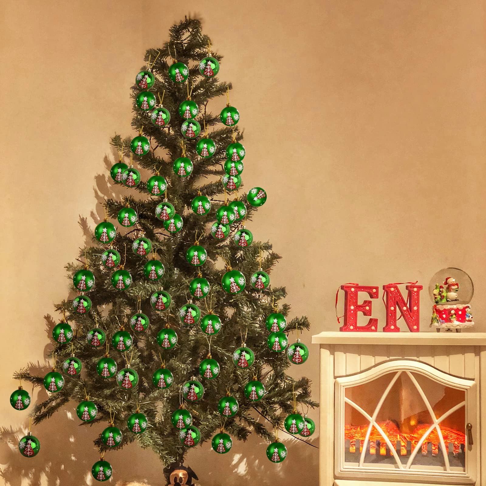 6 Pack Shatterproof Christmas Ball Ornaments for Tree Decor - 2.36 Inch Green Holiday Hanging Balls (2025 New Collection) - Perfect for Christmas Tree Decorating, Home Party, and New Year Festive Decorations
