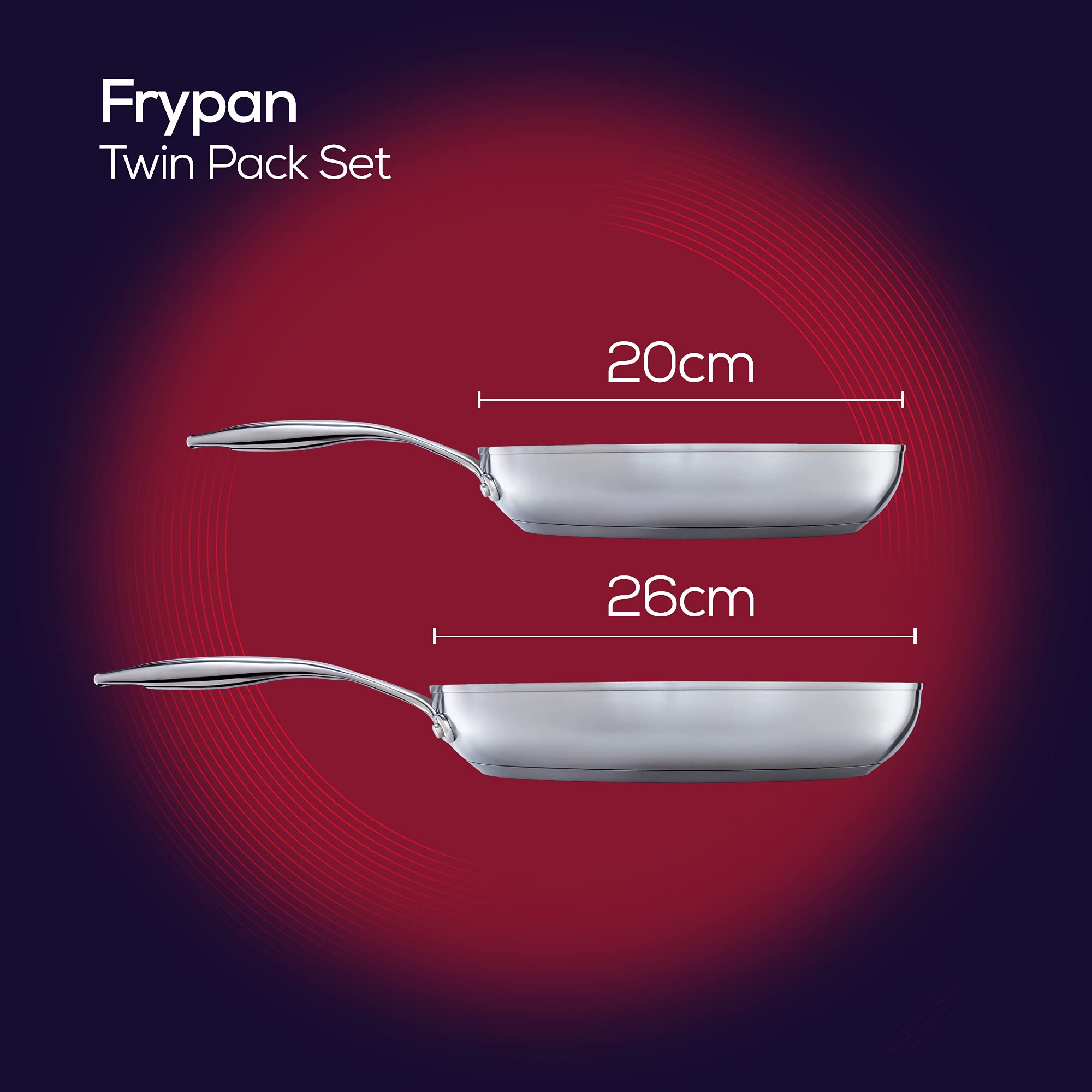 Circulon S Series SteelShield Induction Twin Pack Frying Pans - 20cm & 26cm Nonstick Skillets - Dishwasher Safe Cookware with Stay Cool Handles - Perfect for Sautéing, Frying & Family Cooking