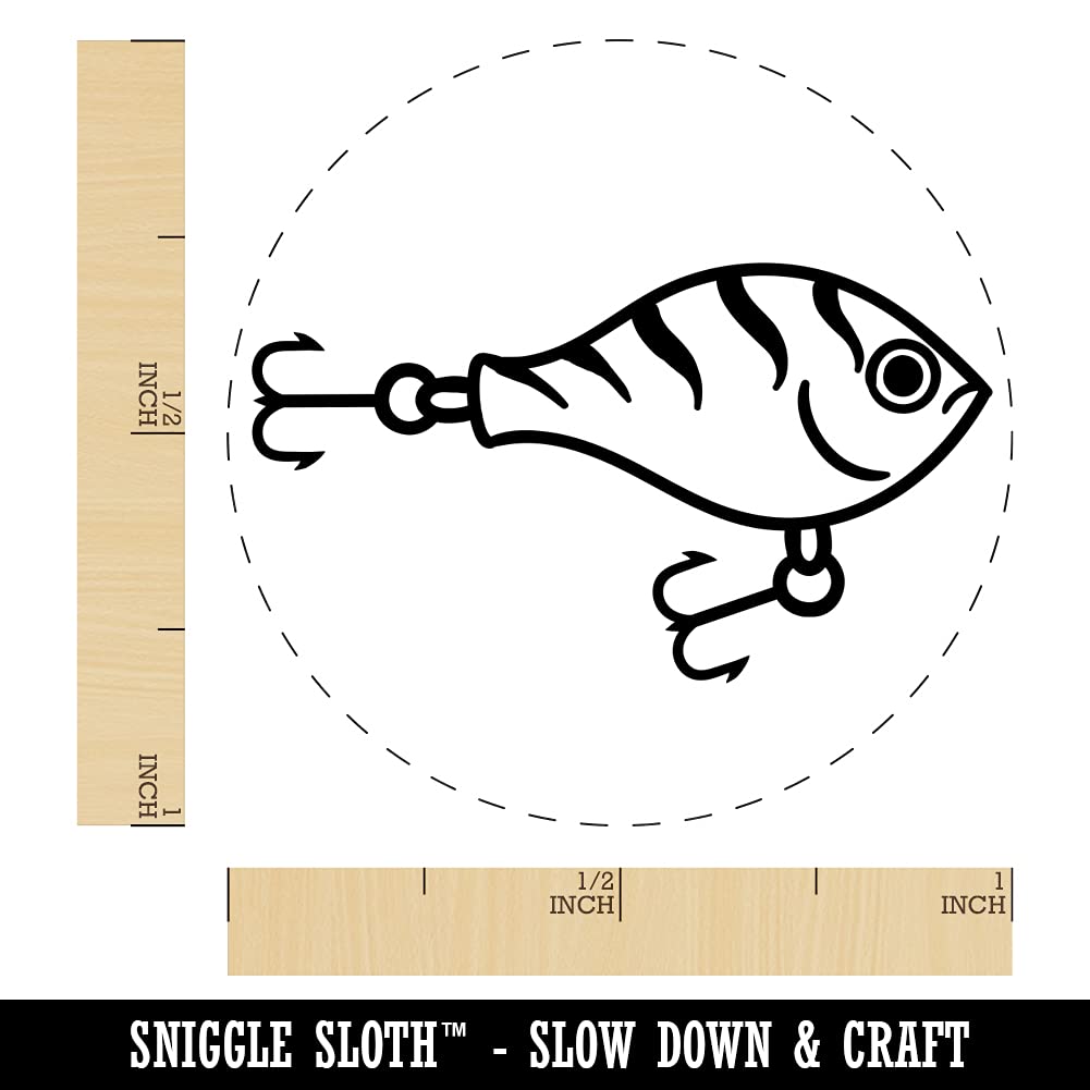 Self-Inking Rubber Stamp with Red Ink - 1 Inch Medium Fishing Lure Bait Design for Crafting, Planners, DIY Scrapbooking & Card Making - Perfect for Stamping Projects & Decorative Arts