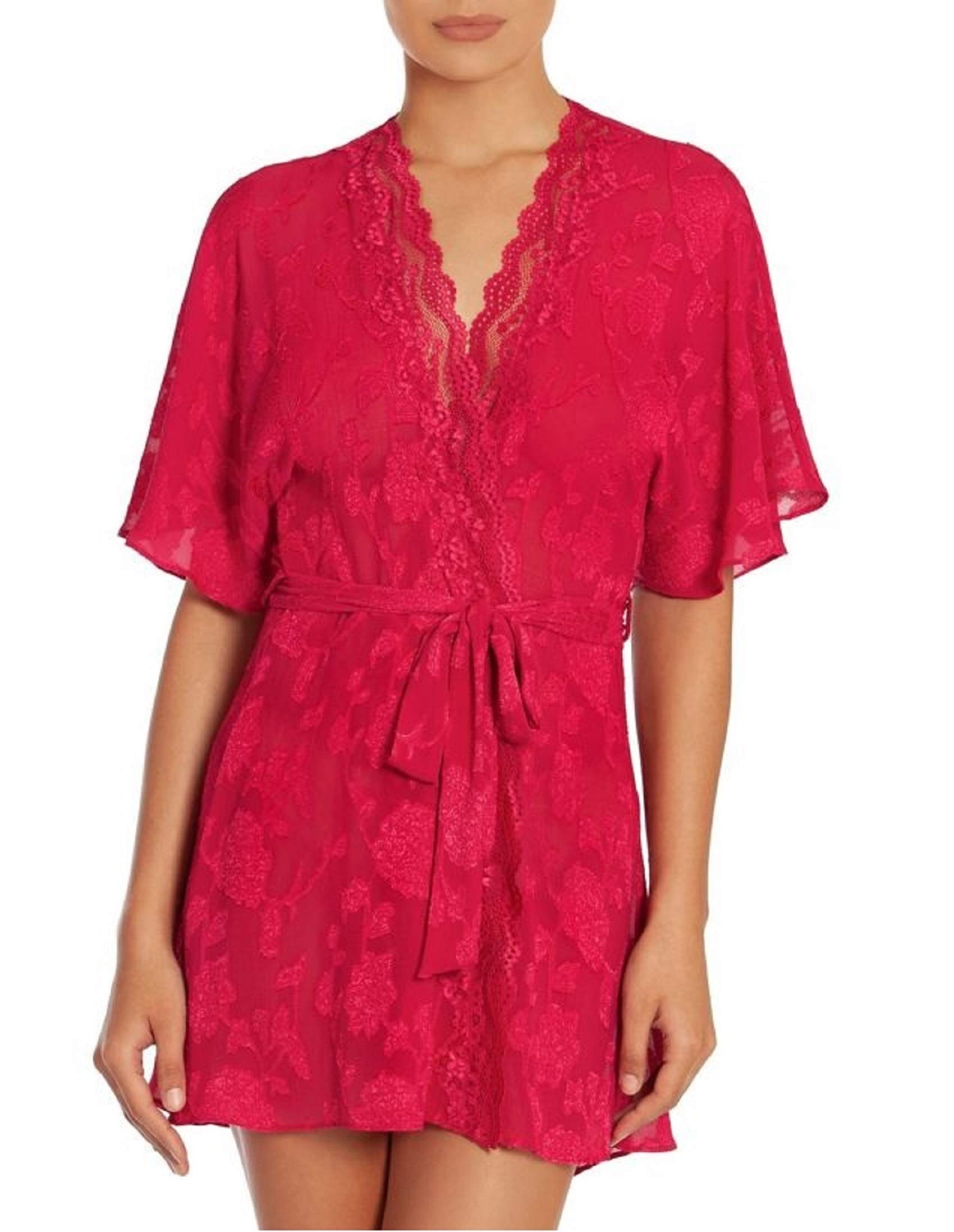 Jonquil Wrap Robe for Women - Soft Floral Kimono Robe in Red, XS/Small - Perfect for Spa, Bridal Shower & Loungewear