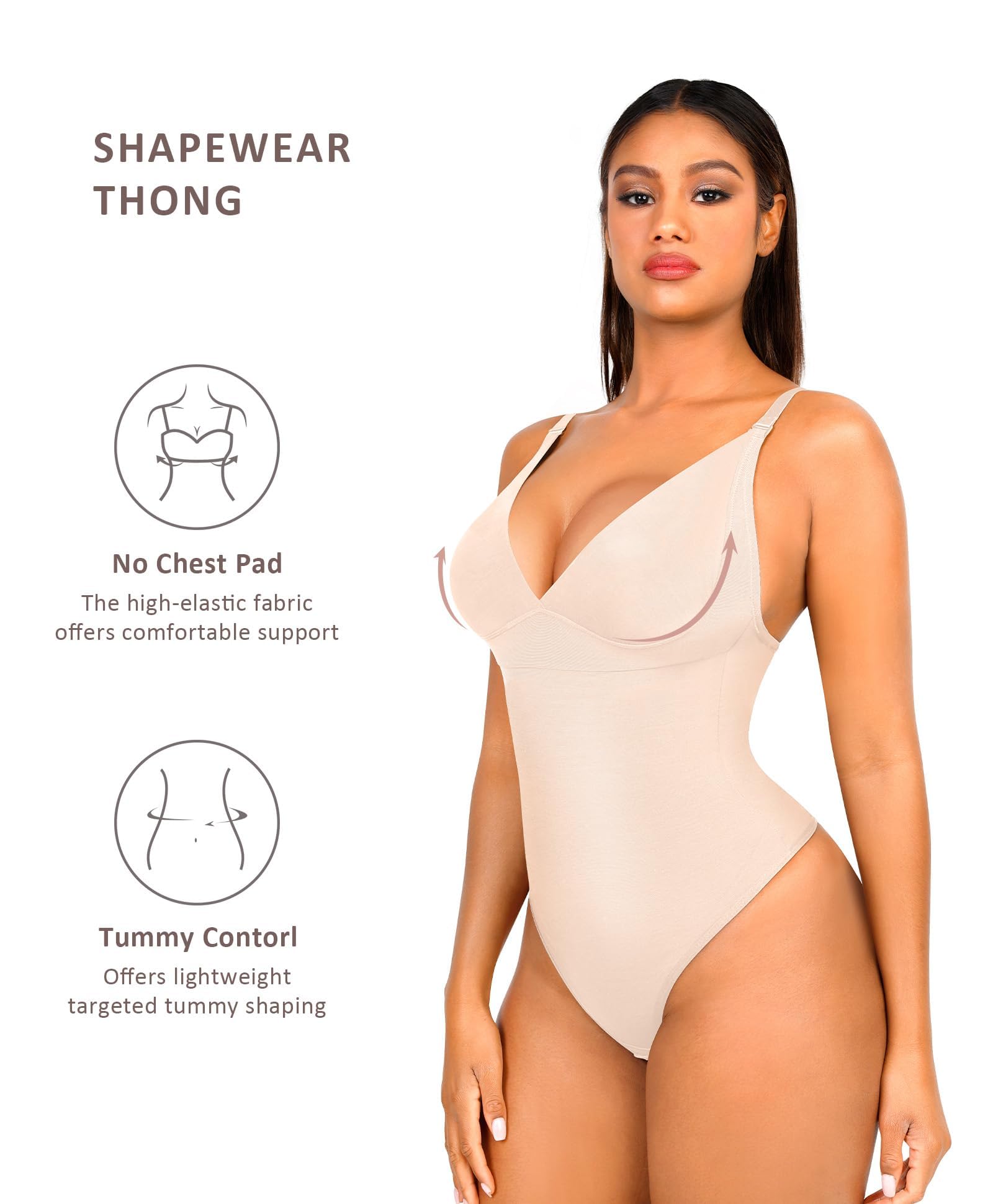 FeelinGirl Women's Tummy Control Shapewear Bodysuit - Seamless Thong Backless Faja Body Shaper Tank Top for Slimming & Smoothing | Perfect for Dresses, Workouts & Special Occasions