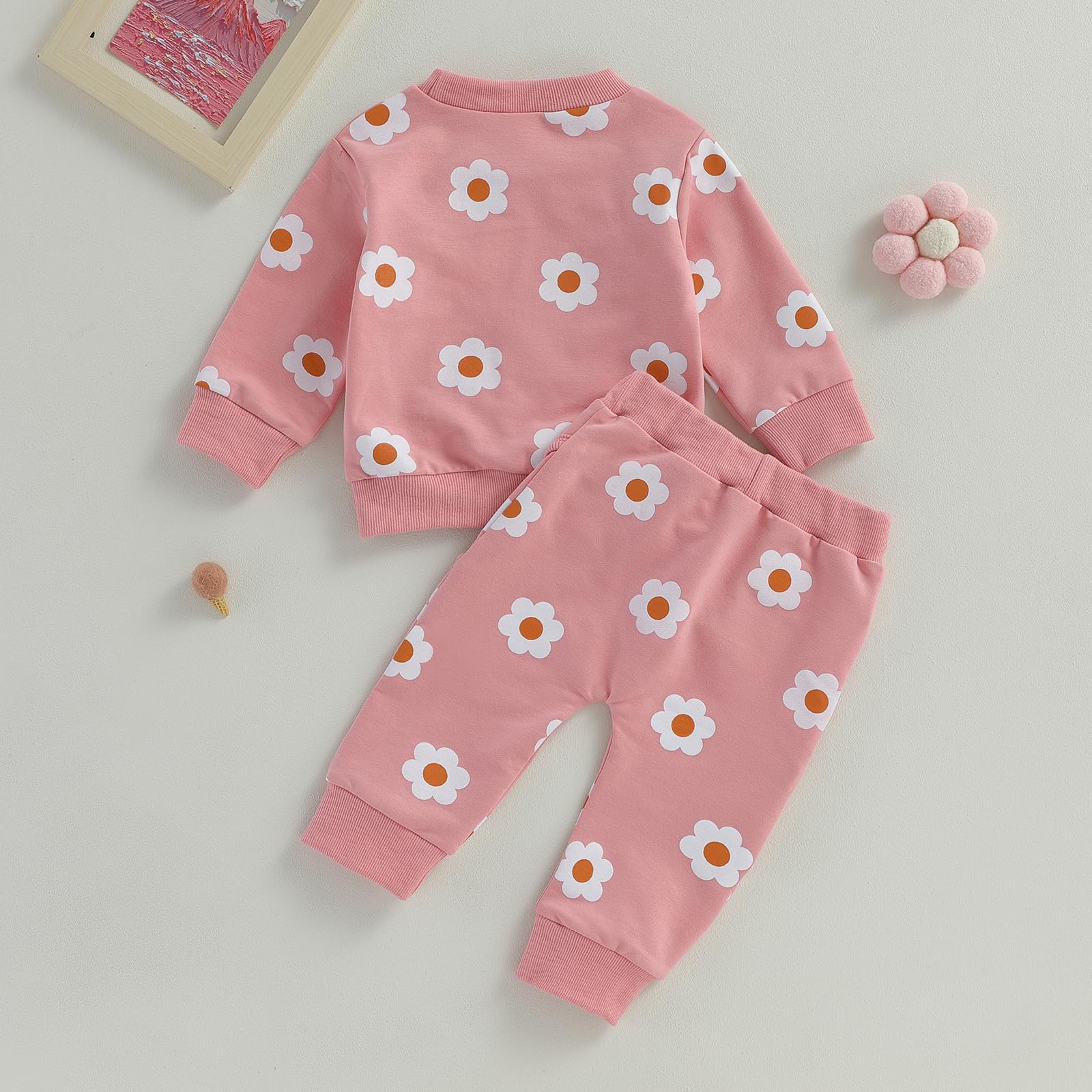 Hnyenmcko Newborn Baby Girl Outfits Set - Waffle Knit Long Sleeve Floral Sweatshirt Top & Pants for Infant | Fall Winter Warm Clothes | Perfect for Family Photos, Holiday Gifts & Daily Wear