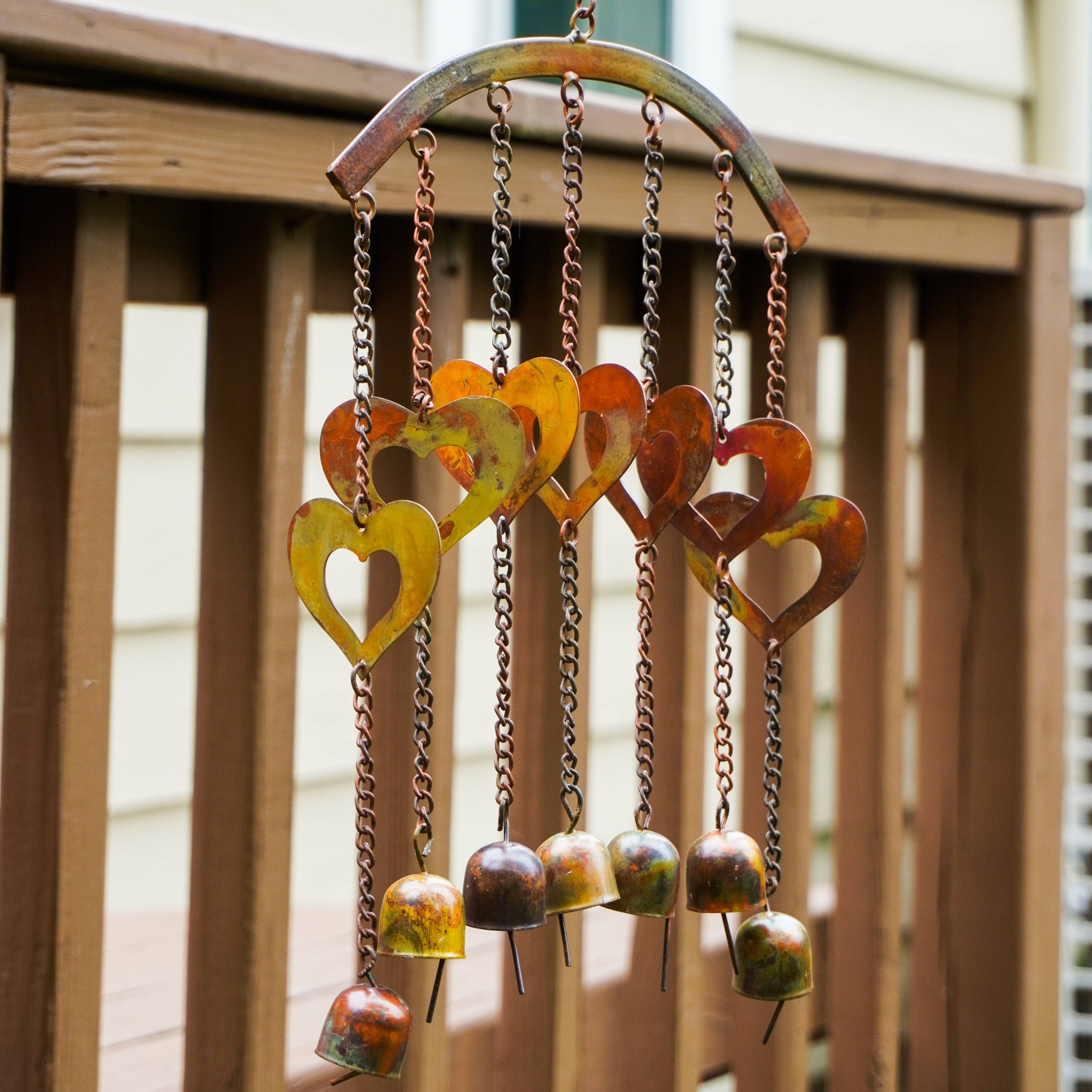 Hearts on Arch Wind Chime - Outdoor Garden Decor, Romantic Metal Wind Chime for Patio, Porch & Yard - Perfect for Relaxation & Home Decoration
