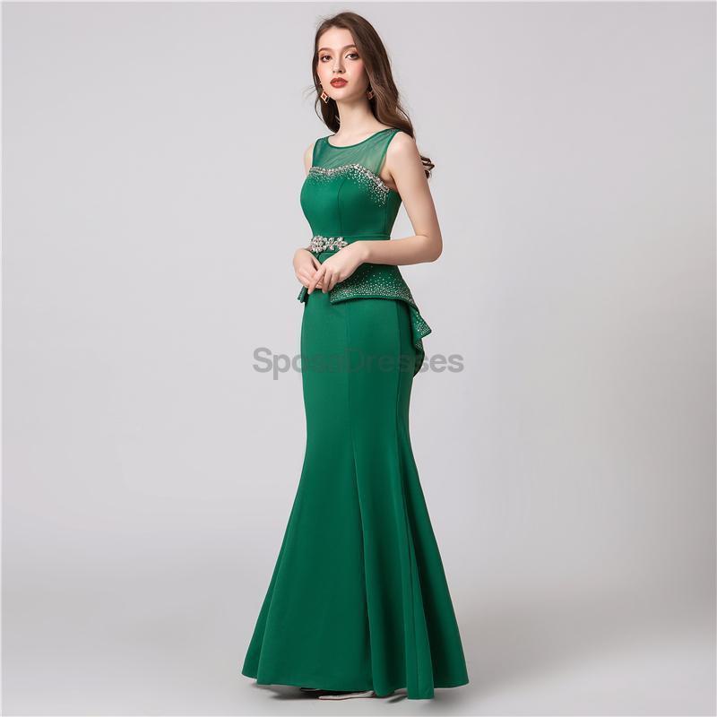 Elegant Scoop Neck Emerald Green Mermaid Evening Prom Dress for Women - Perfect for Formal Parties, Homecoming, and Special Occasions
