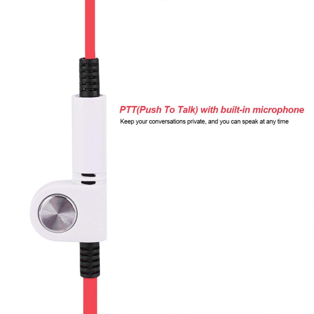 Walkie Talkie Headset with Microphone - 46.46 Inch (118cm) 2-Pin K-Head Compatible Earphone for Police, Security Guards (Red) | Ideal for Law Enforcement, Event Security & Construction Site Communication