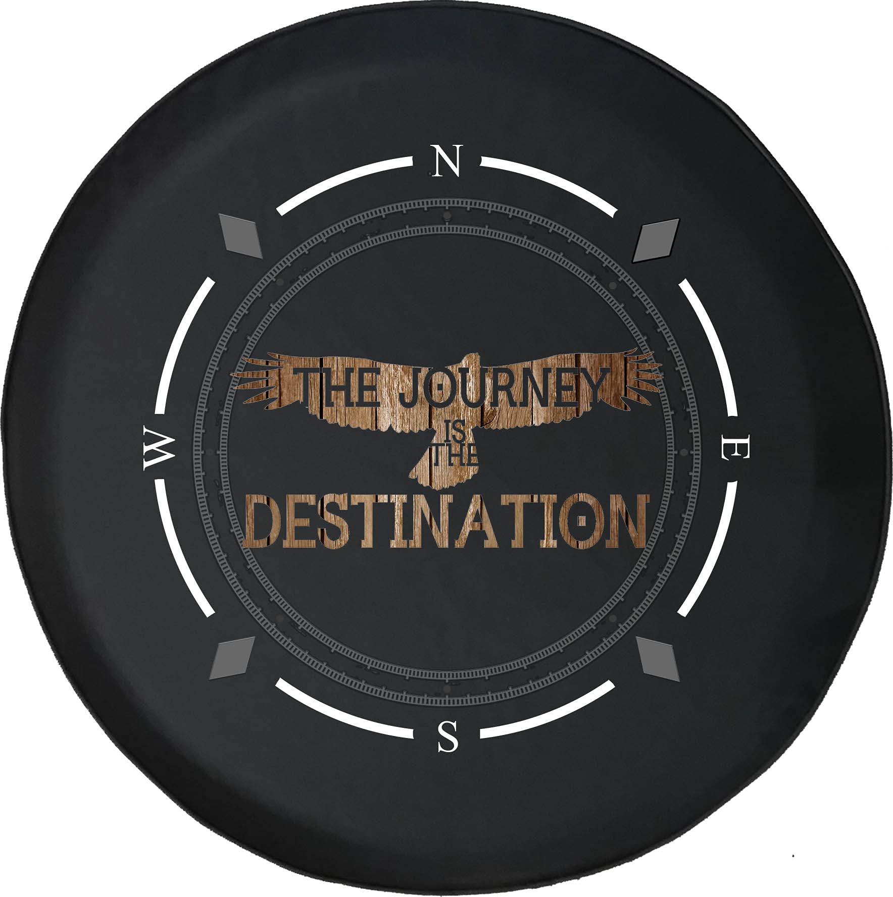 American Flag Spare Tire Cover with Compass Design - Distressed Wood & Eagle Print - Universal Fit for SUV, Trailer, RV & Most Vehicles - Perfect for Road Trips, Camping & Outdoor Adventures