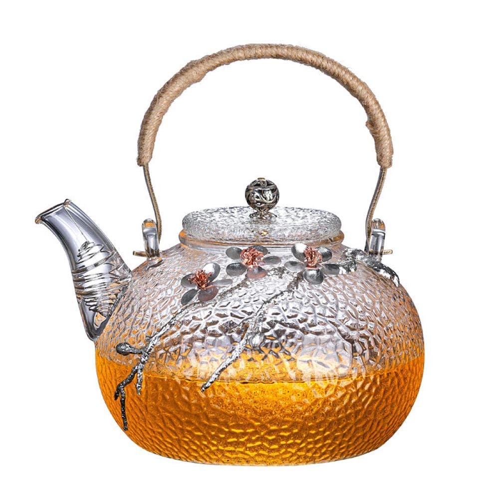 Premium Thickened High-Temperature Glass Teapot with Stainless Steel Infuser - 34oz Clear Teapot Kettle for Loose Leaf Tea, Herbal Tea & Blooming Tea - Perfect for Home, Office & Tea Ceremonies