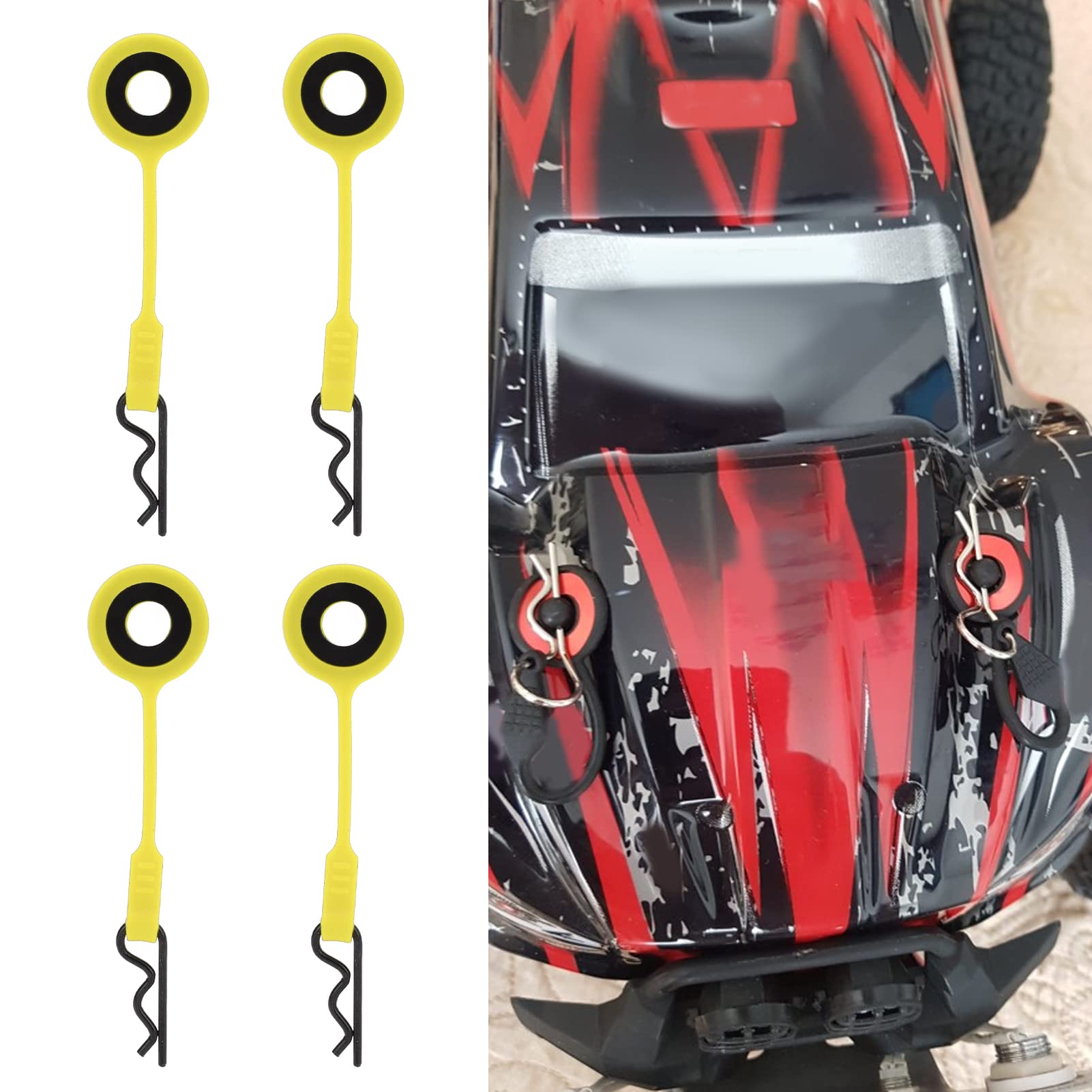 Dilwe 4PCS Universal RC Car Shell Body Fixed Clips - Upgrade Parts for 1/10 Scale Model Cars (Yellow) | Durable Replacement for RC Car Body Shells | Perfect for Off-Road Racing and RC Car Maintenance