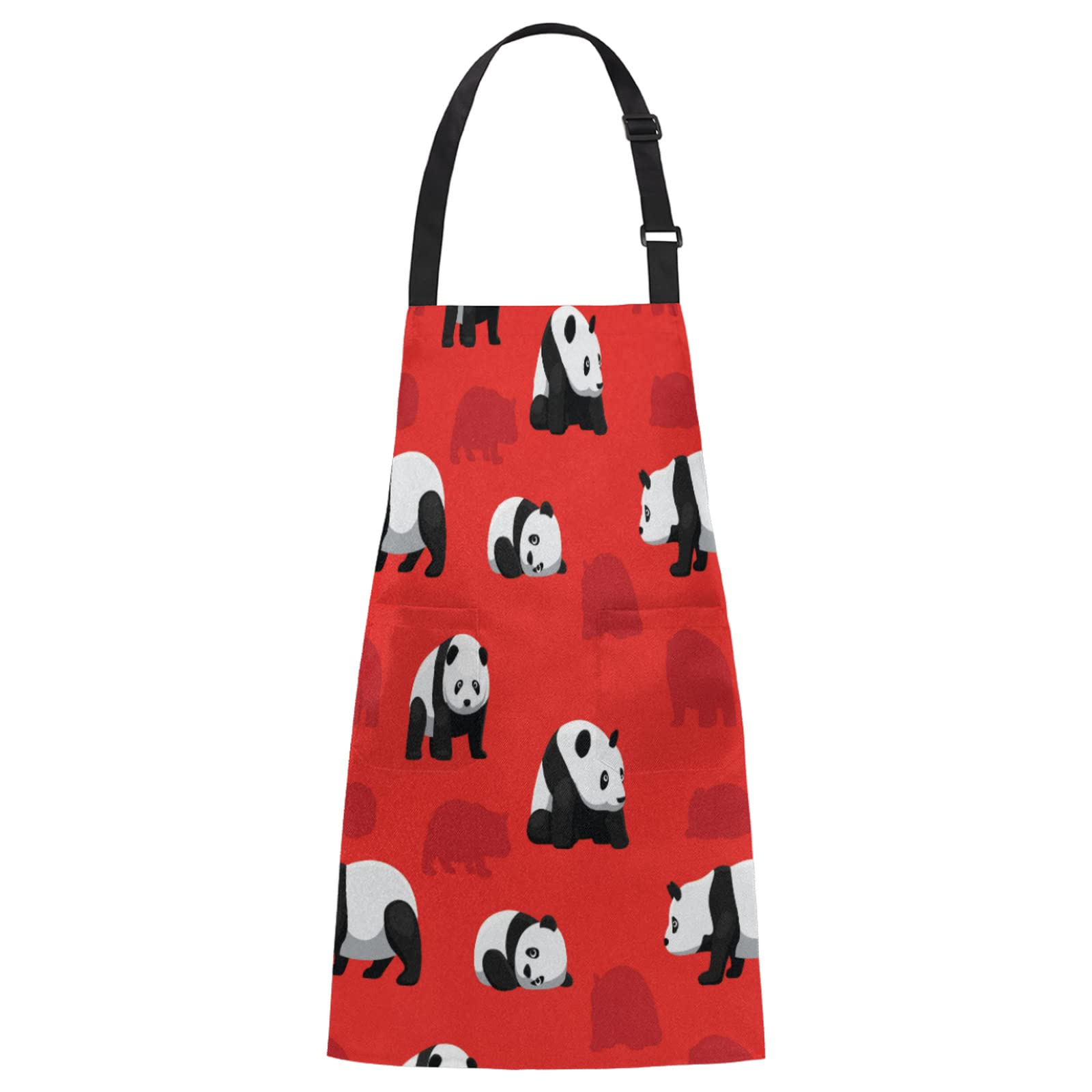 Cute Panda Apron for Women & Men - Adjustable with Pockets - Kitchen, BBQ, Baking