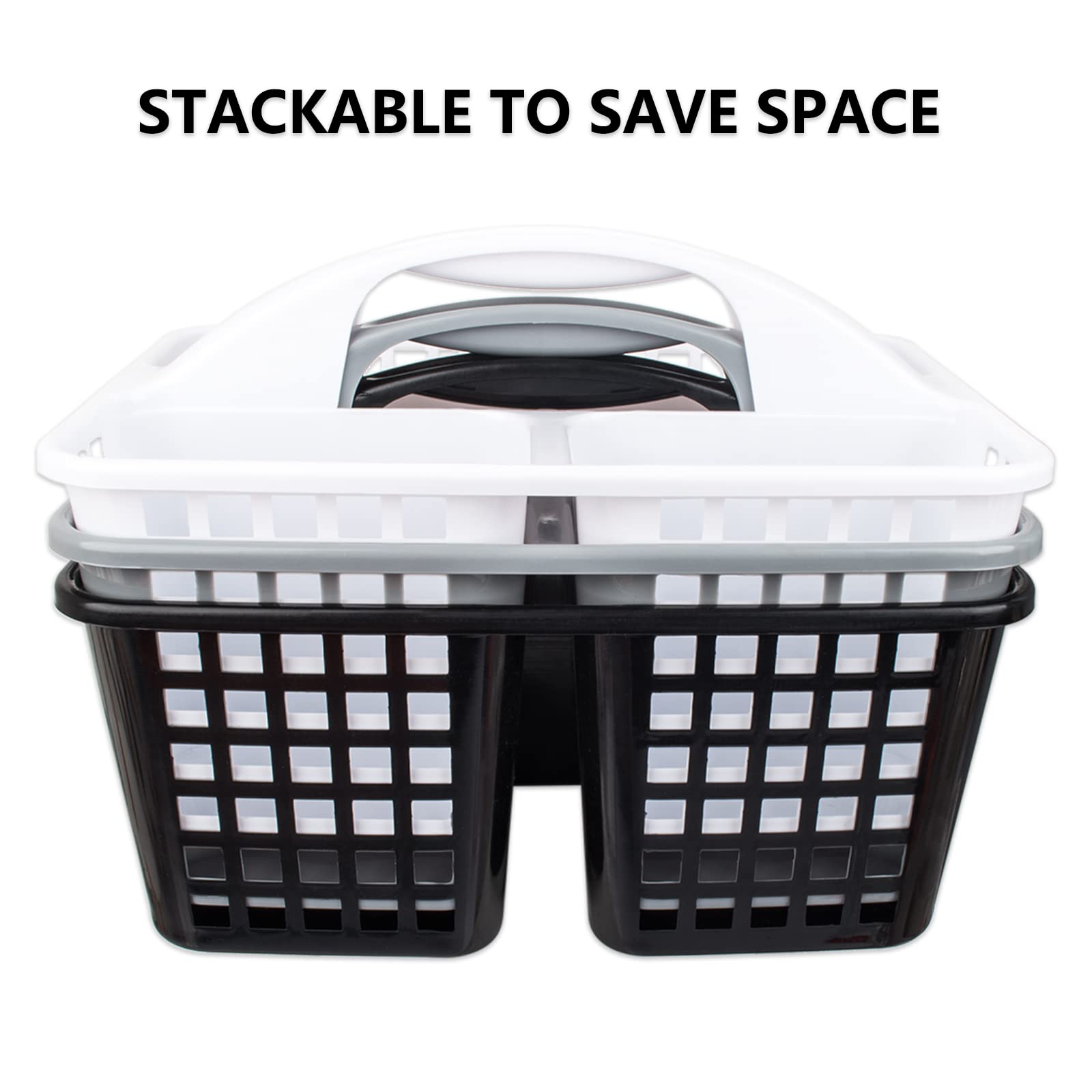 JiatuA Portable Shower Caddy Basket with Compartments - Plastic Storage Organizer with Handle for Bathroom, Kitchen, College Dorm & Under Sink - Perfect for Cleaning Supplies, Toiletries & Household Items (Black)
