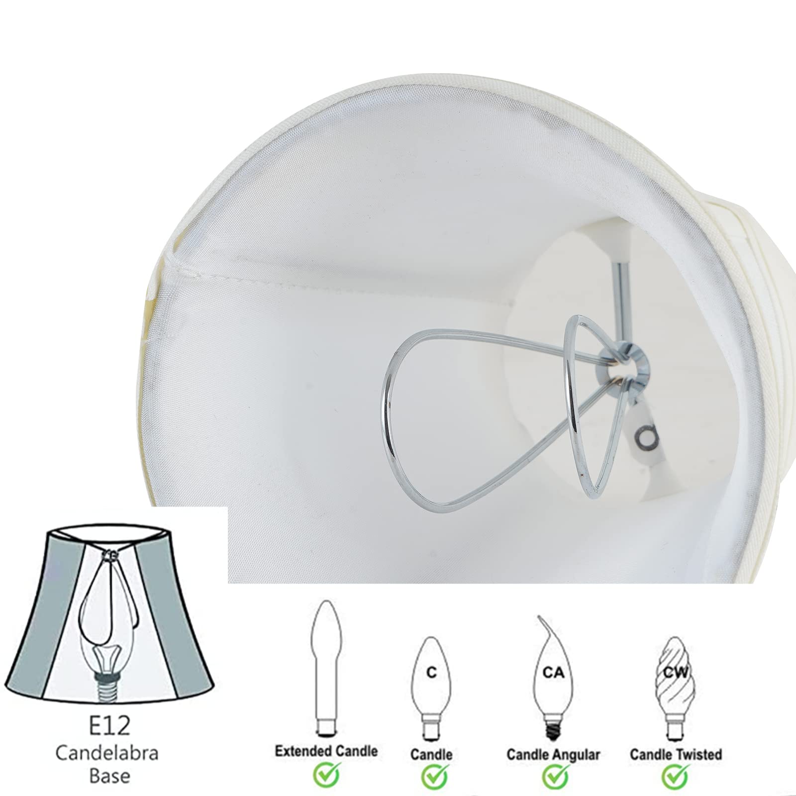 Mini Lamp Shade Clip On for Candelabra Bulbs - White Barrel Fabric Shade for Chandelier & Wall Lamps | DIY Lighting Accessories | Perfect for Bedroom, Living Room & Home Decor
