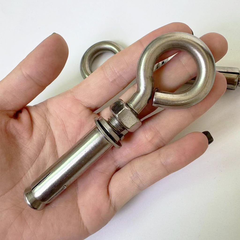 4 Pack Heavy Duty M10 Stainless Steel Shoulder Eye Bolts with Nut - Wall Ceiling Concrete Anchors for Lifting, Masonry, and Outdoor Construction Projects