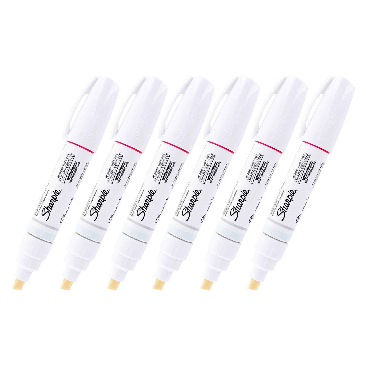 Sharpie Oil-Based Paint Markers - Bold Point White (6-Pack) - Permanent Art Markers for Canvas, Metal, Wood & DIY Projects - Ideal for Artists, Crafters & Professionals
