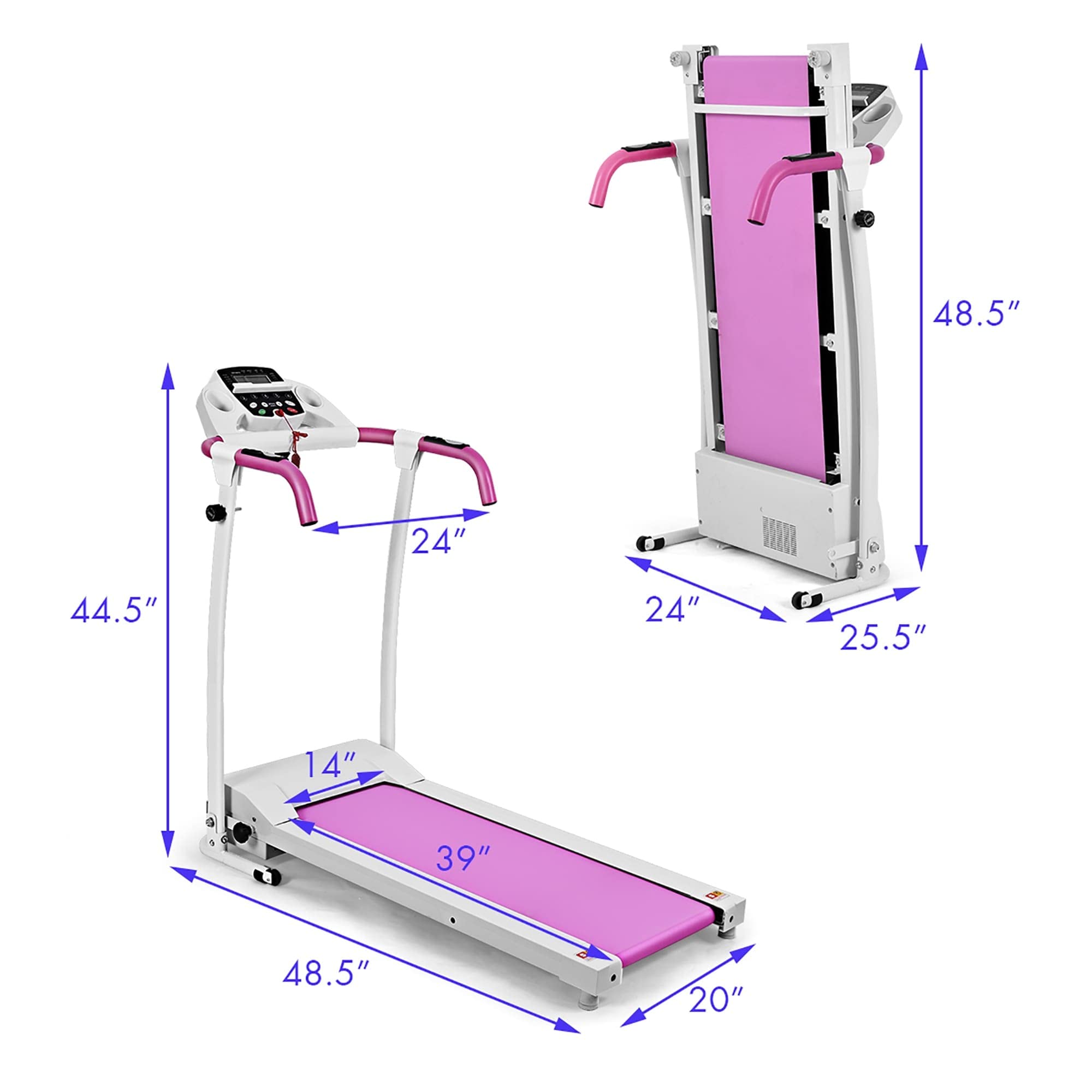 Electric Folding Treadmill with Powerful Motor - Compact Home Fitness Equipment for Running & Walking (Pink) | Perfect for Small Spaces, Home Gyms & Apartment Workouts