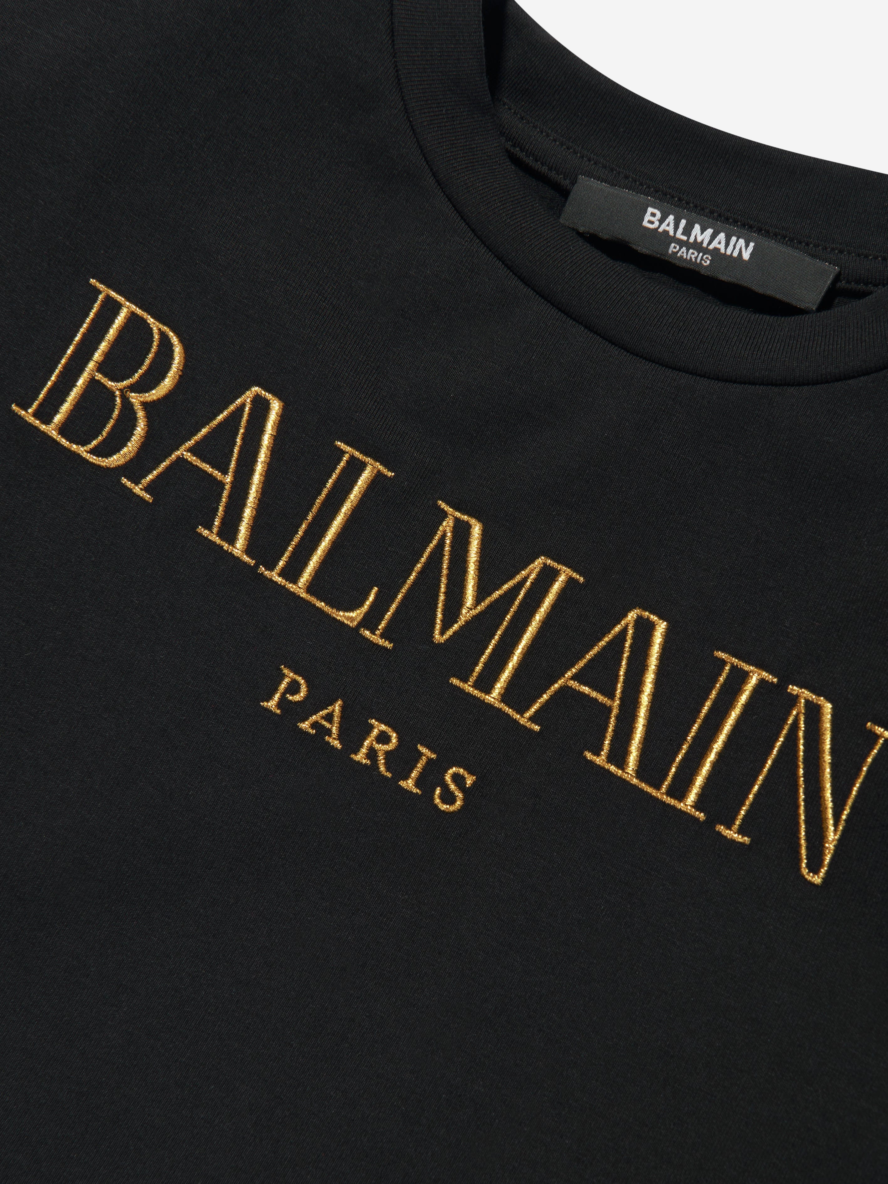 Balmain Girls Black Logo Dress - Stylish & Elegant for Parties, School, and Special Occasions