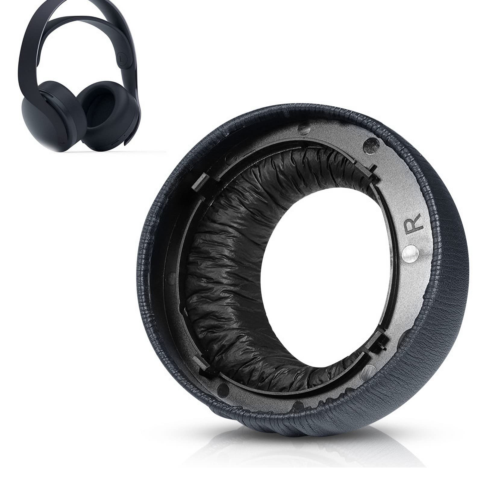 Replacement Protein Leather Ear Pads for Sony PS5 Pulse 3D Wireless Headset - Soft Cushion Covers for Enhanced Comfort (Black) - Perfect for Gaming, Music & Long Wear Sessions