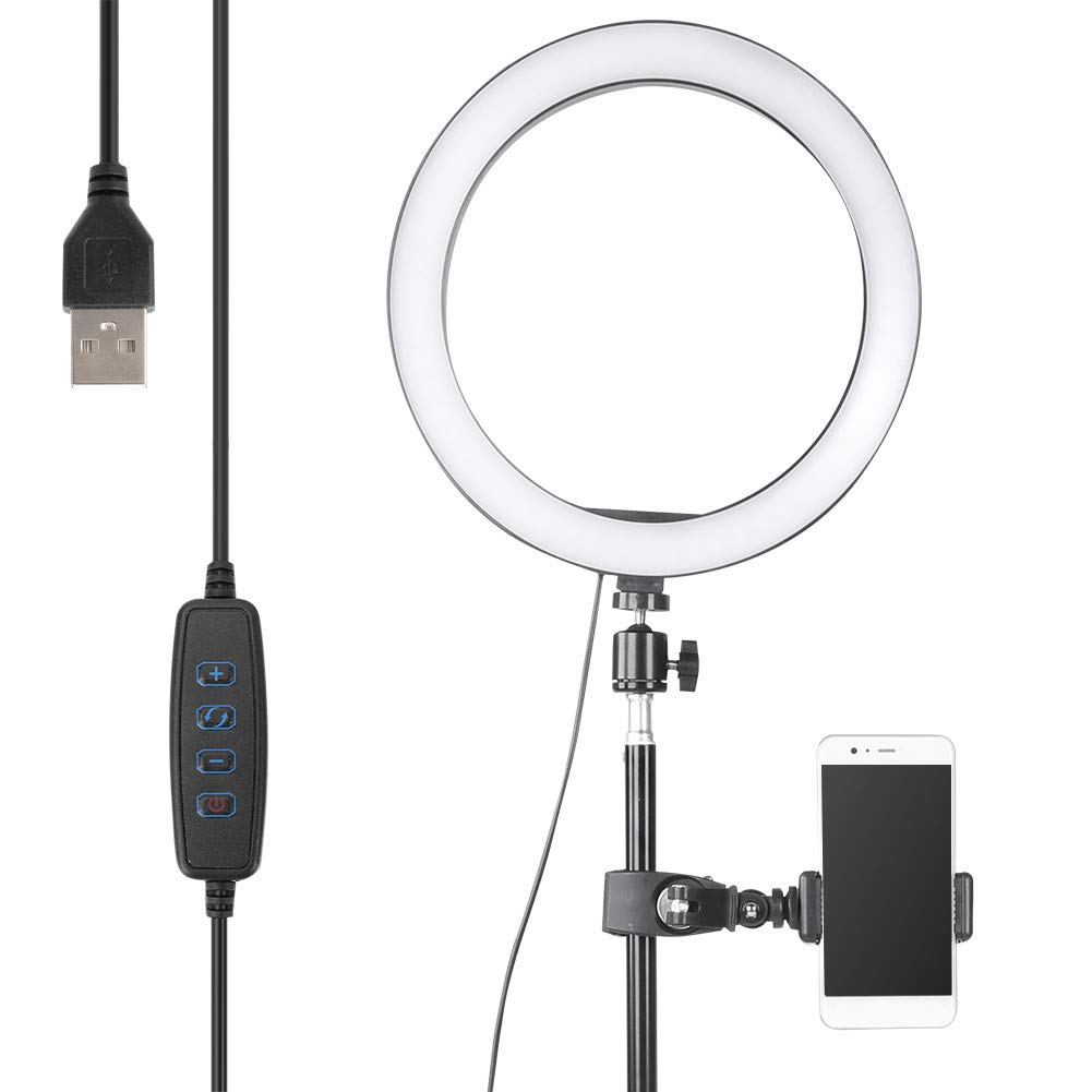 10 Inch Dimmable LED Ring Light with Foldable Tripod & Phone Holder - Perfect for Indoor/Outdoor Photography, Video Shooting, YouTube, TikTok, and Live Streaming