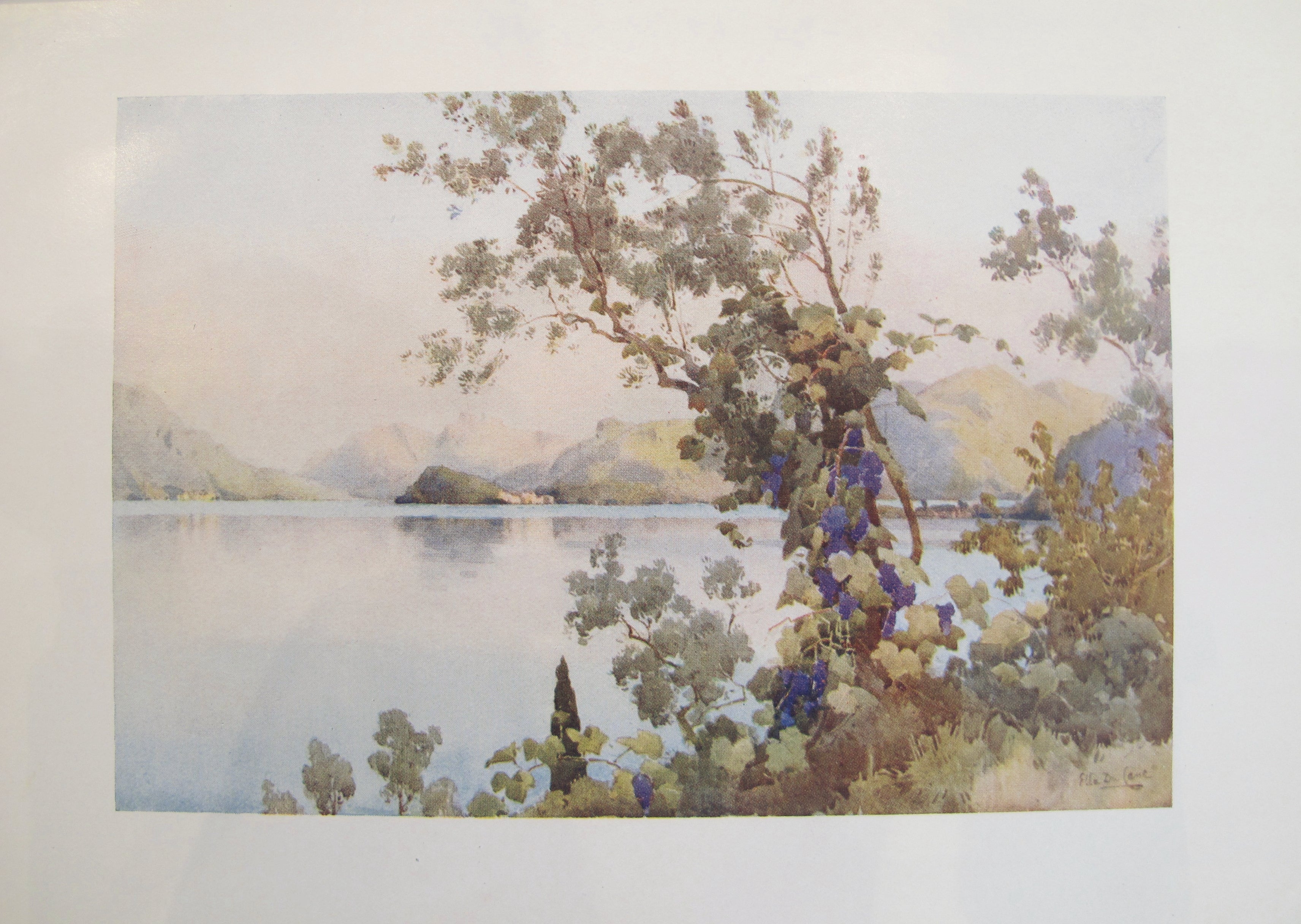 1905 Original Italian Print - Italian Travel Color Plate - Evening at Lake Como - Vintage Wall Art for Home & Office Decor