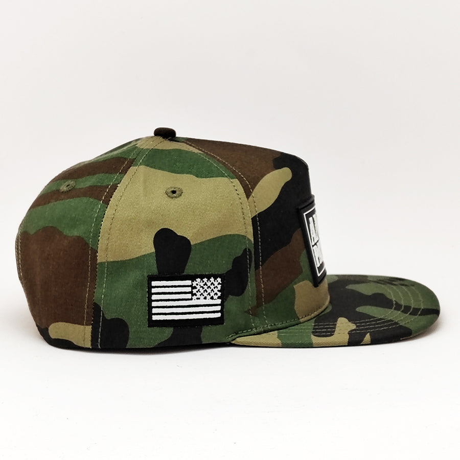 Angry Patriot Patch Flat Bill Snapback Hat - Patriotic American Flag Cap for Men & Women - Perfect for 4th of July, Veterans Day & Outdoor Events