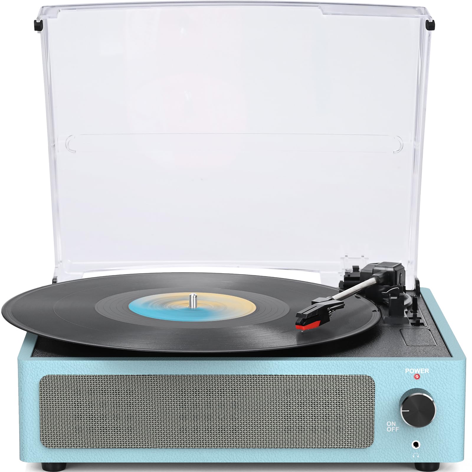 Vinyl Record Player with Built-in Speakers | Wireless Turntable for Vinyl Records | 3-Speed Adjustable LP Player with Auto Stop | AUX-in & RCA Line Output | Sleek Design for Home, Office & Party Use