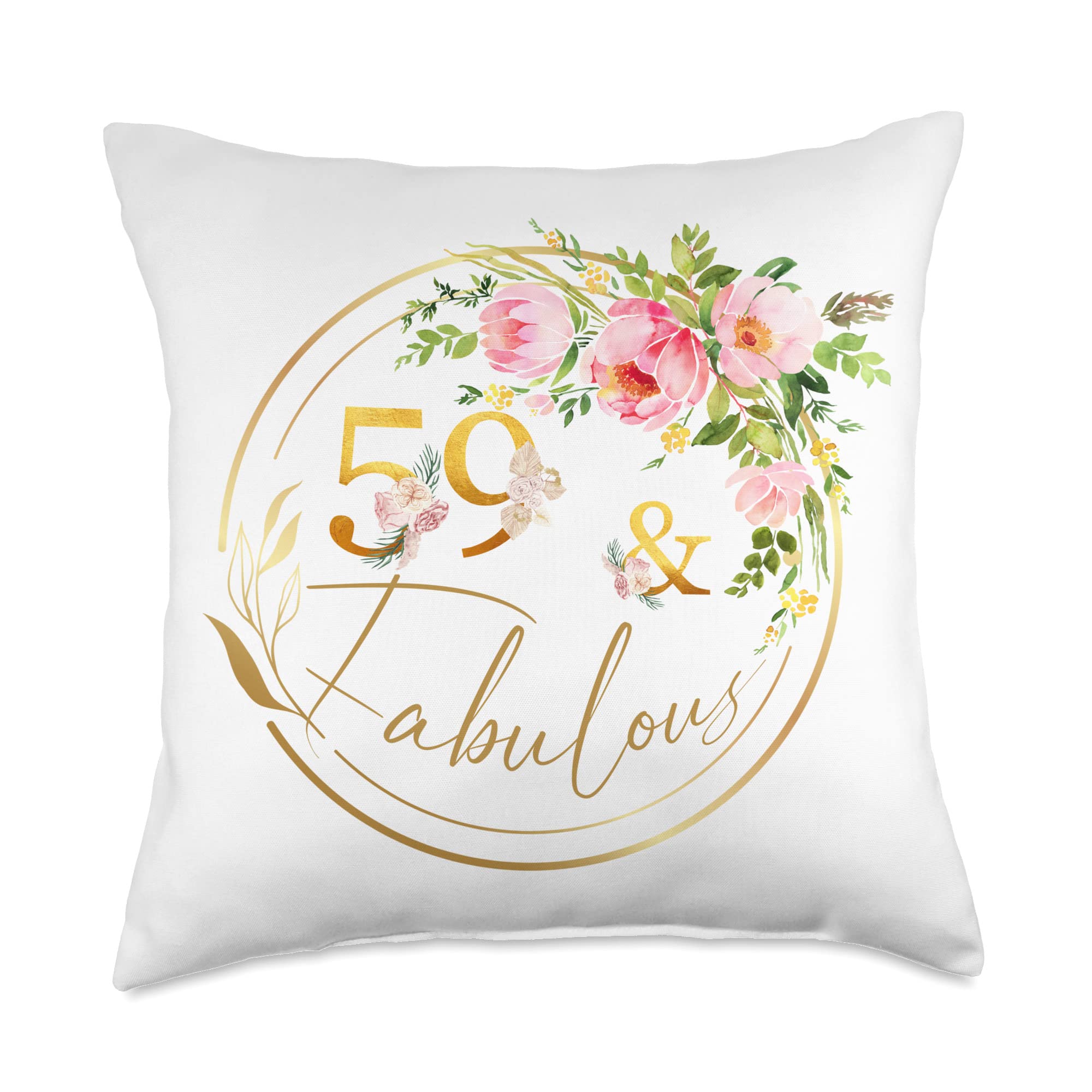 59th Birthday Gifts Fabulous Throw Pillow, 18x18 Multicolor - Perfect for Home Decor, Sofa, Bed, or Couch