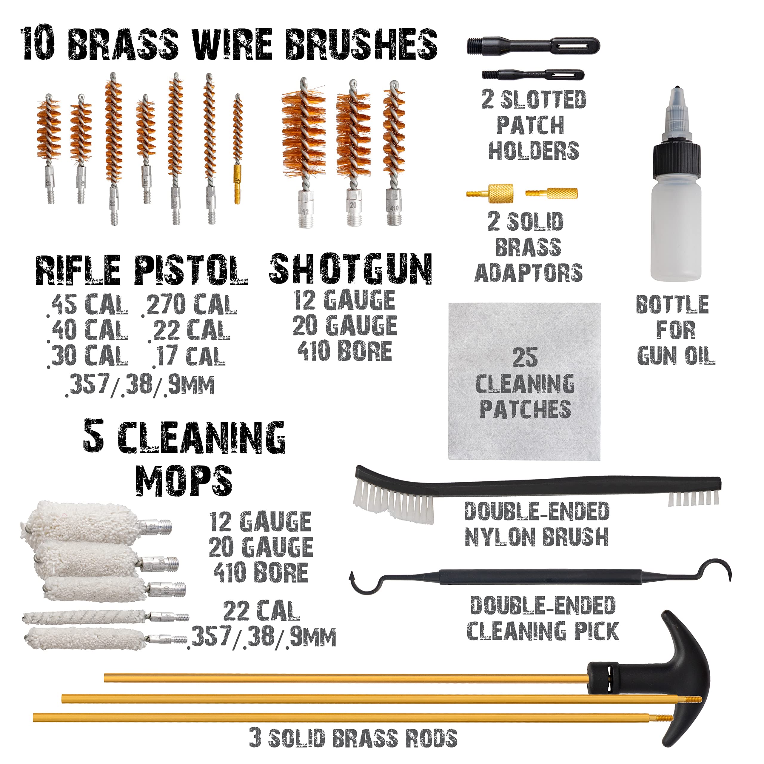 Premium Gun Cleaning Kit with Aluminum Bullet-Shaped Case - Complete Maintenance Tools for Handguns, Rifles & Shotguns - Perfect for Home, Range & Hunting Use