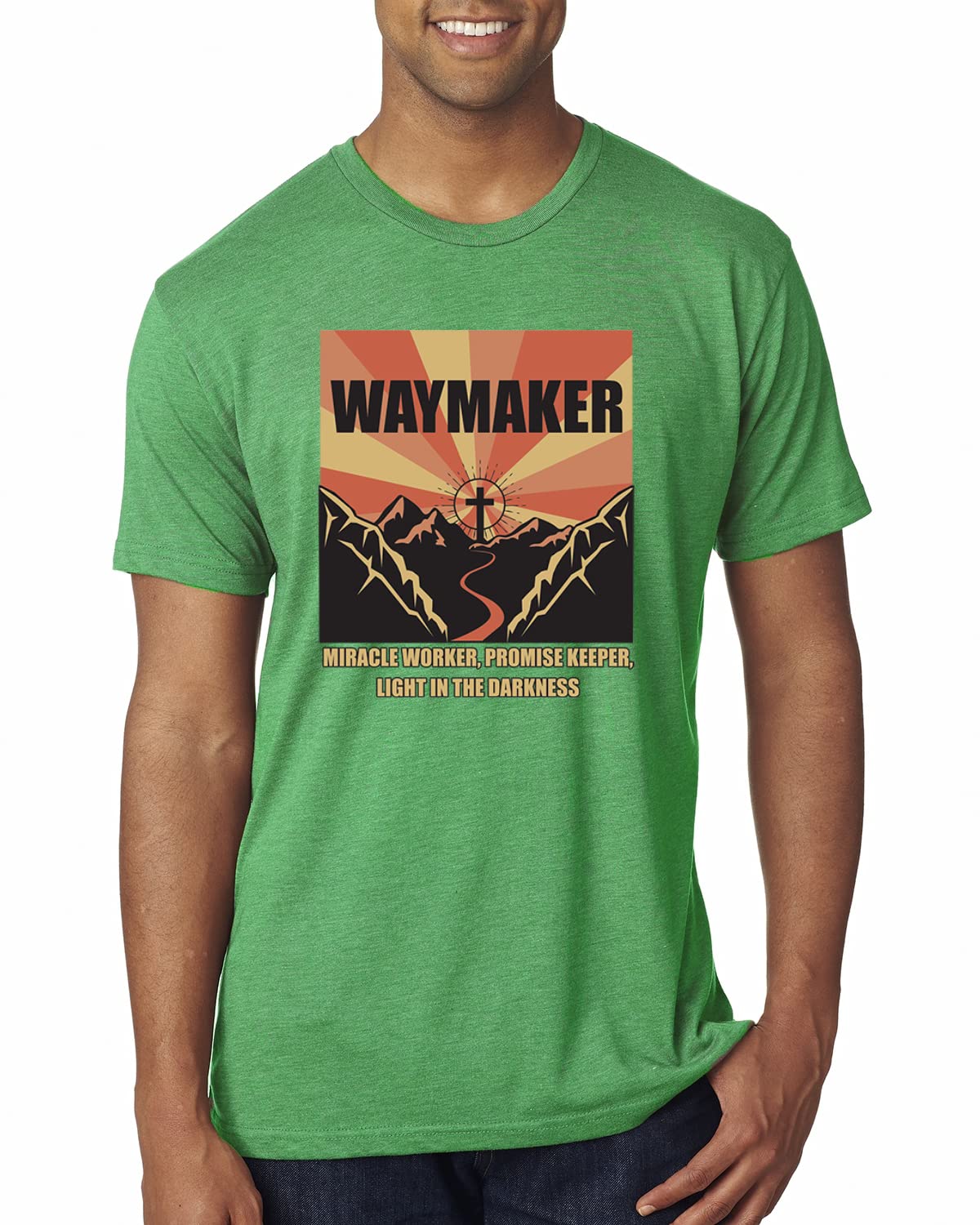 Waymaker Miracle Worker Promise Keeper Christian Mens Premium Tri-Blend T-Shirt - Inspirational Faith-Based Apparel for Church, Worship & Daily Wear
